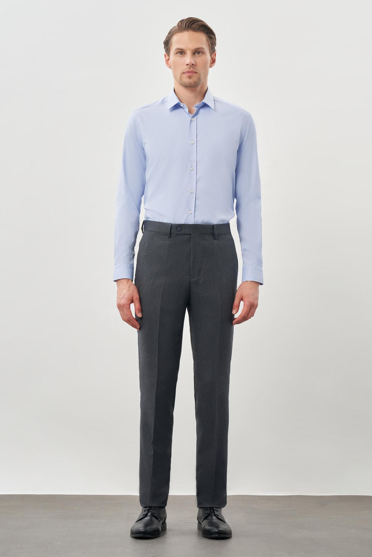 Lacivert Esnek Yandan Cepli Slim Fit Classic Pantolon 1003245209