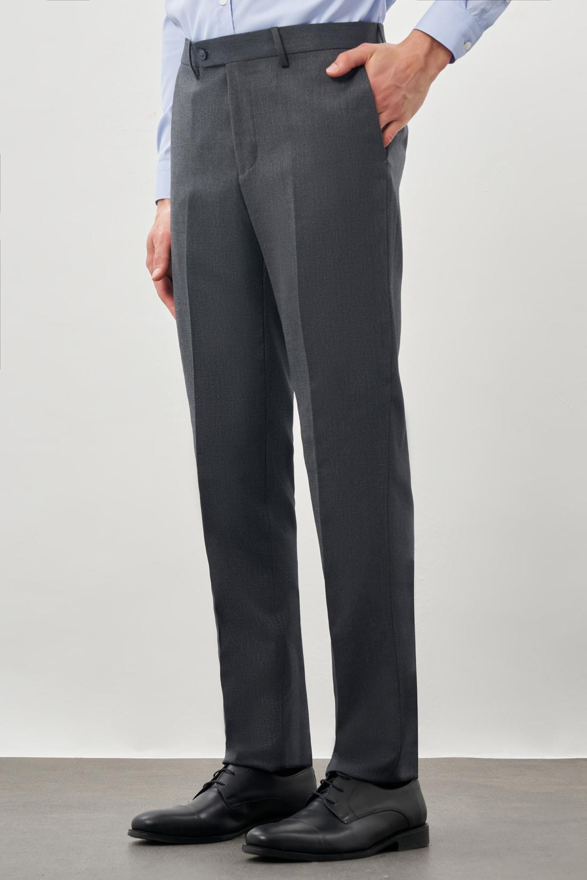 Lacivert Esnek Yandan Cepli Slim Fit Classic Pantolon 1003245209