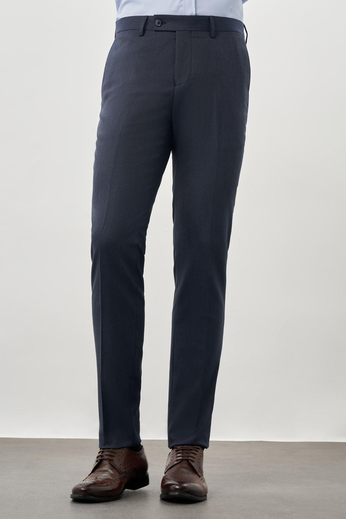 Lacivert Esnek Yandan Cepli Slim Fit Classic Pantolon 1003245209