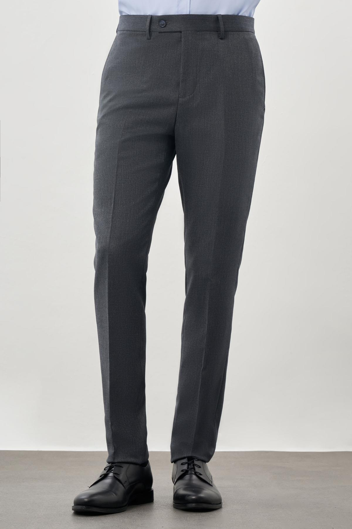 Lacivert Esnek Yandan Cepli Slim Fit Classic Pantolon 1003245209