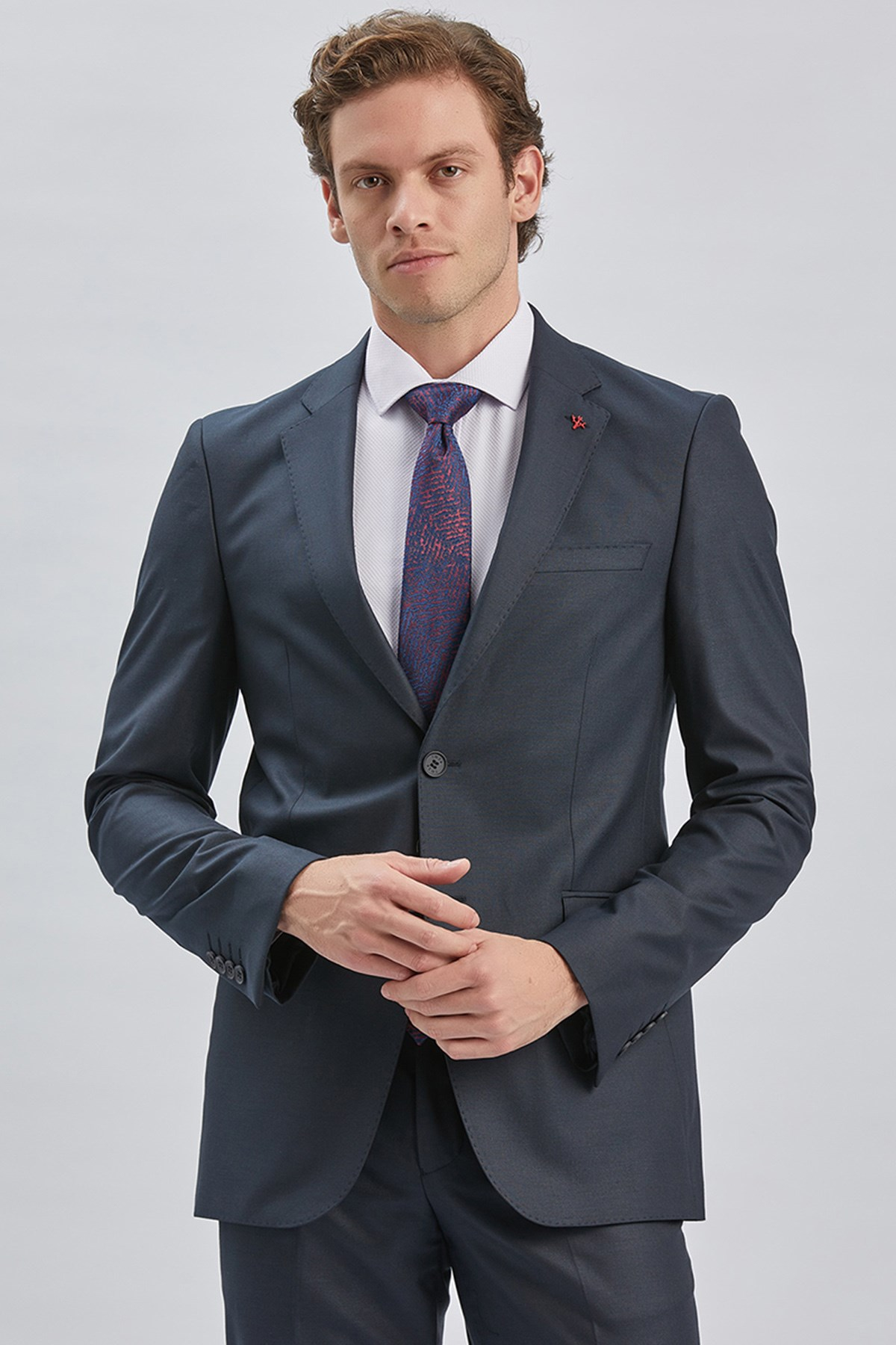 Lacivert Mono Yaka 8 Drop Slim Fit Tam Astar Esnek Takım Elbise 1001255006