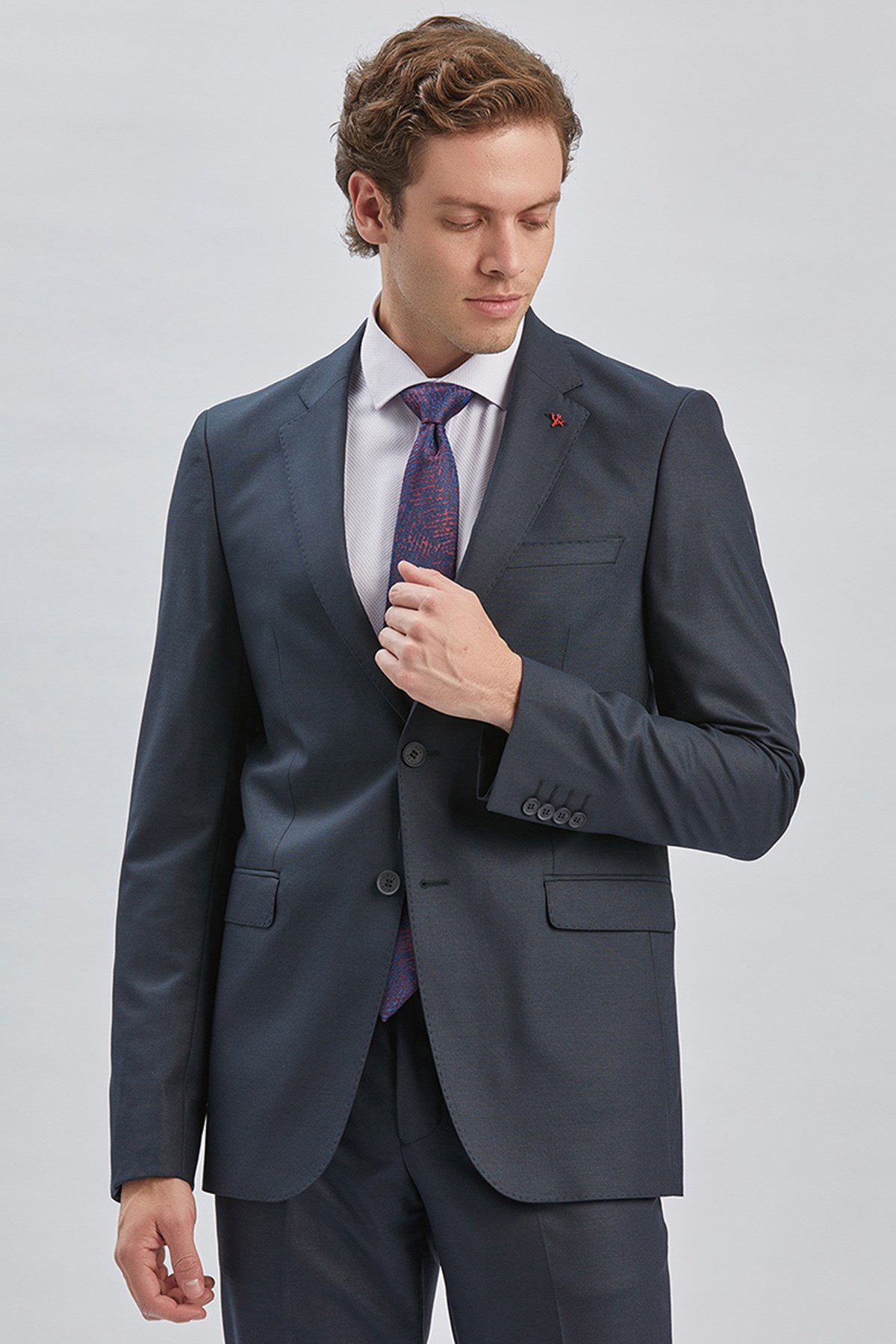 Lacivert Mono Yaka 8 Drop Slim Fit Tam Astar Esnek Takım Elbise 1001255006
