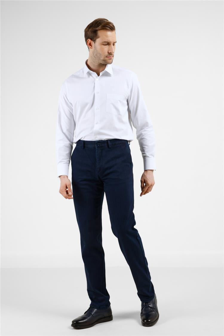 Lacivert Yan Cep Casual Comfort Fit Pamuklu Chino Pantolon 1003255171