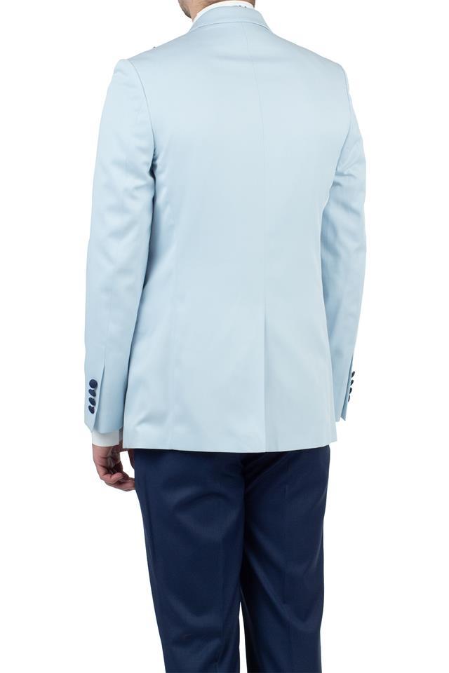 Mavi Saten Kırlangıç Yaka Astarlı 6 Drop Slim Fit Dar Kesim Smokin Damatlık 1001190163