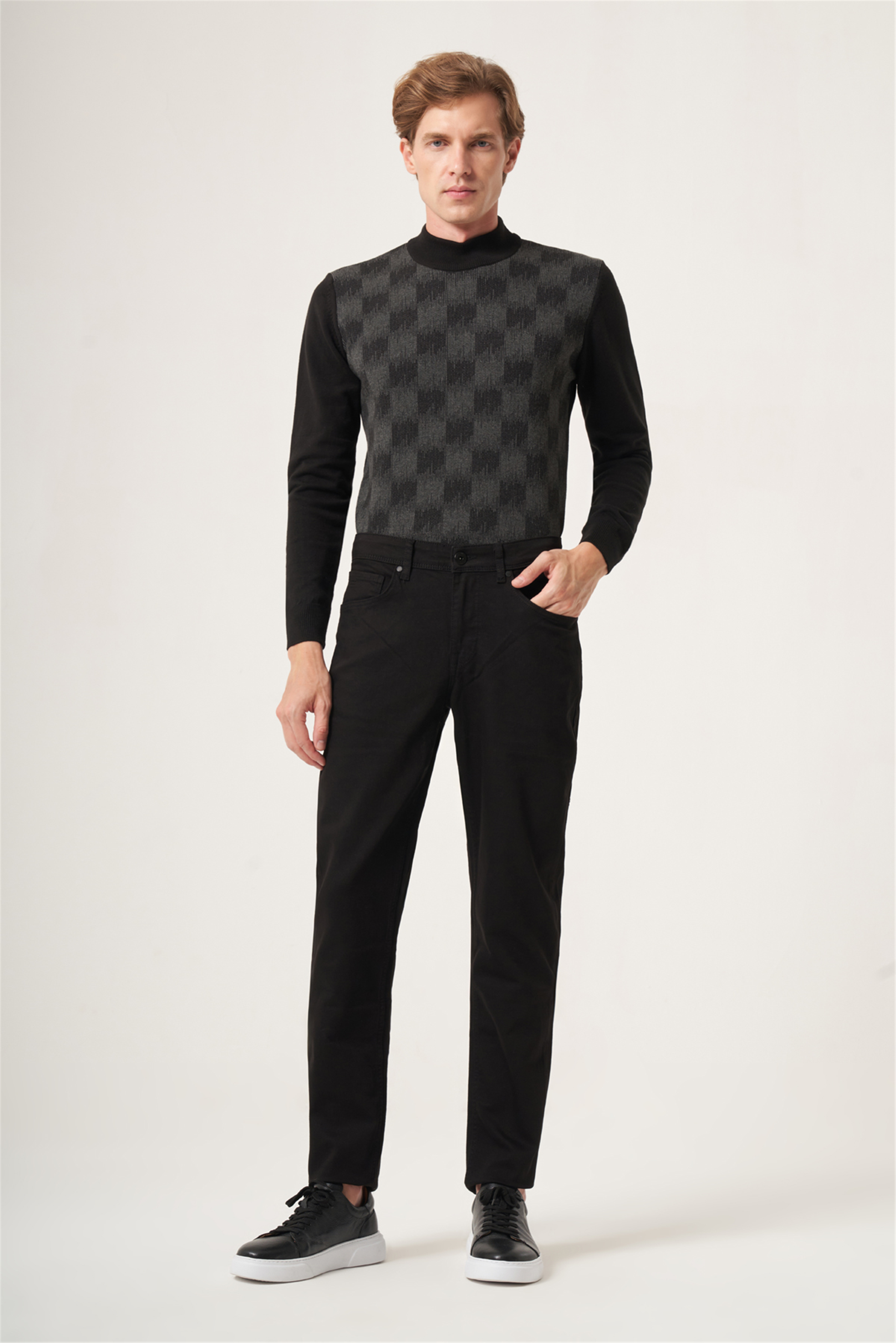 Siyah 5 Cep Gabardin Slim Fit Pamuklu Denim Pantolon 1023265151