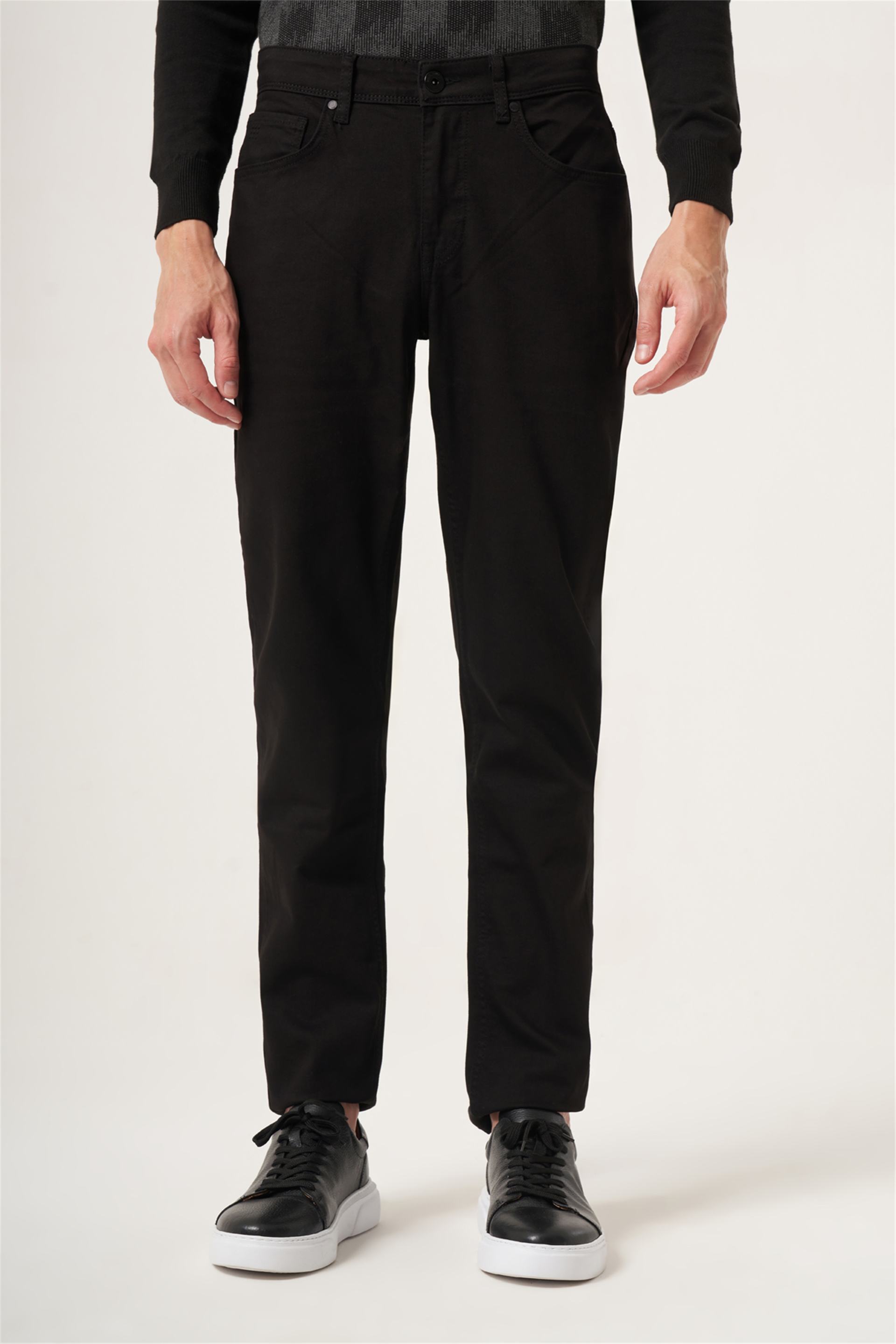 Siyah 5 Cep Gabardin Slim Fit Pamuklu Denim Pantolon 1023265151