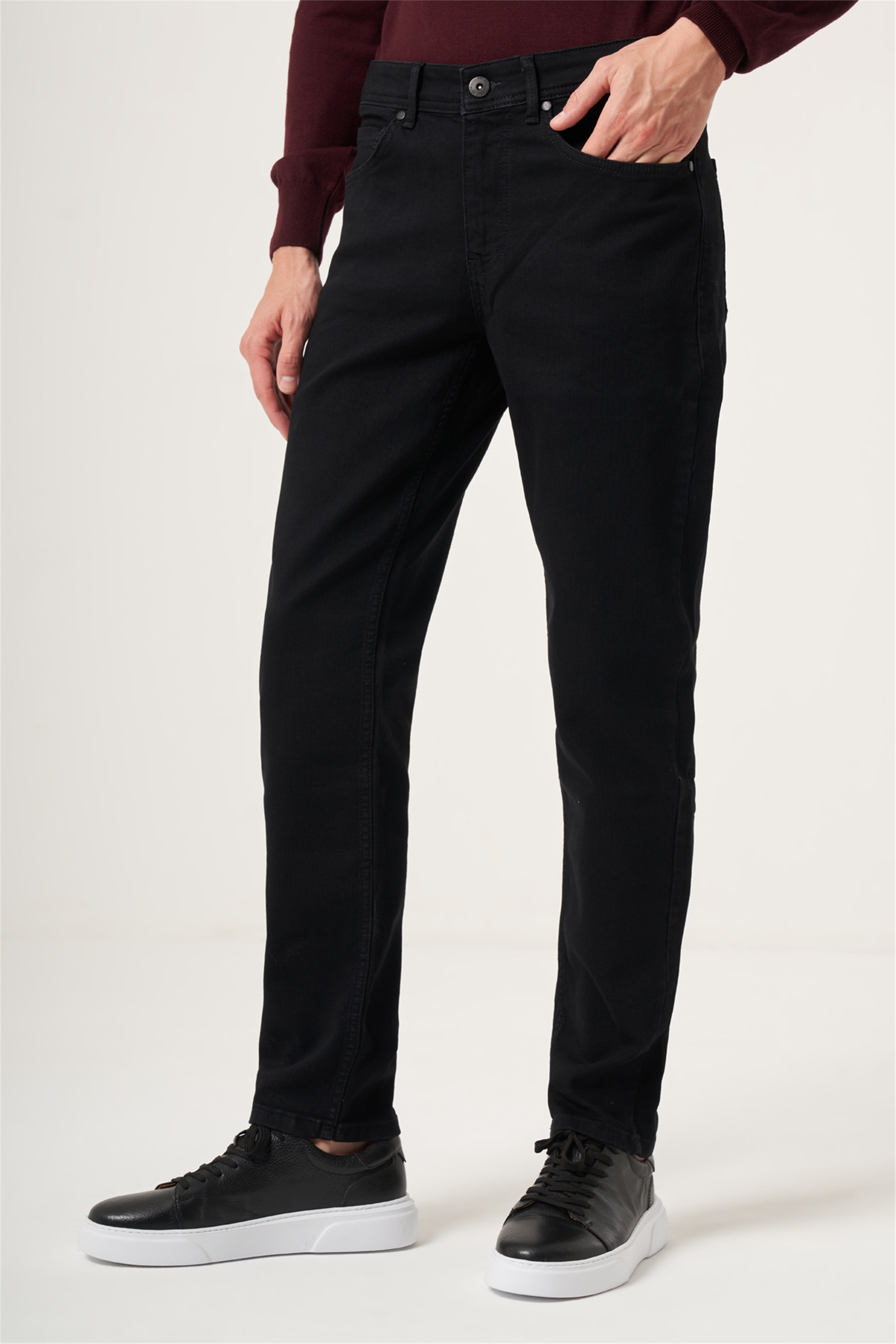 Siyah 5 Cep Gabardin Slim Fit Pamuklu Denim Kot Jean Pantolon 1023265153