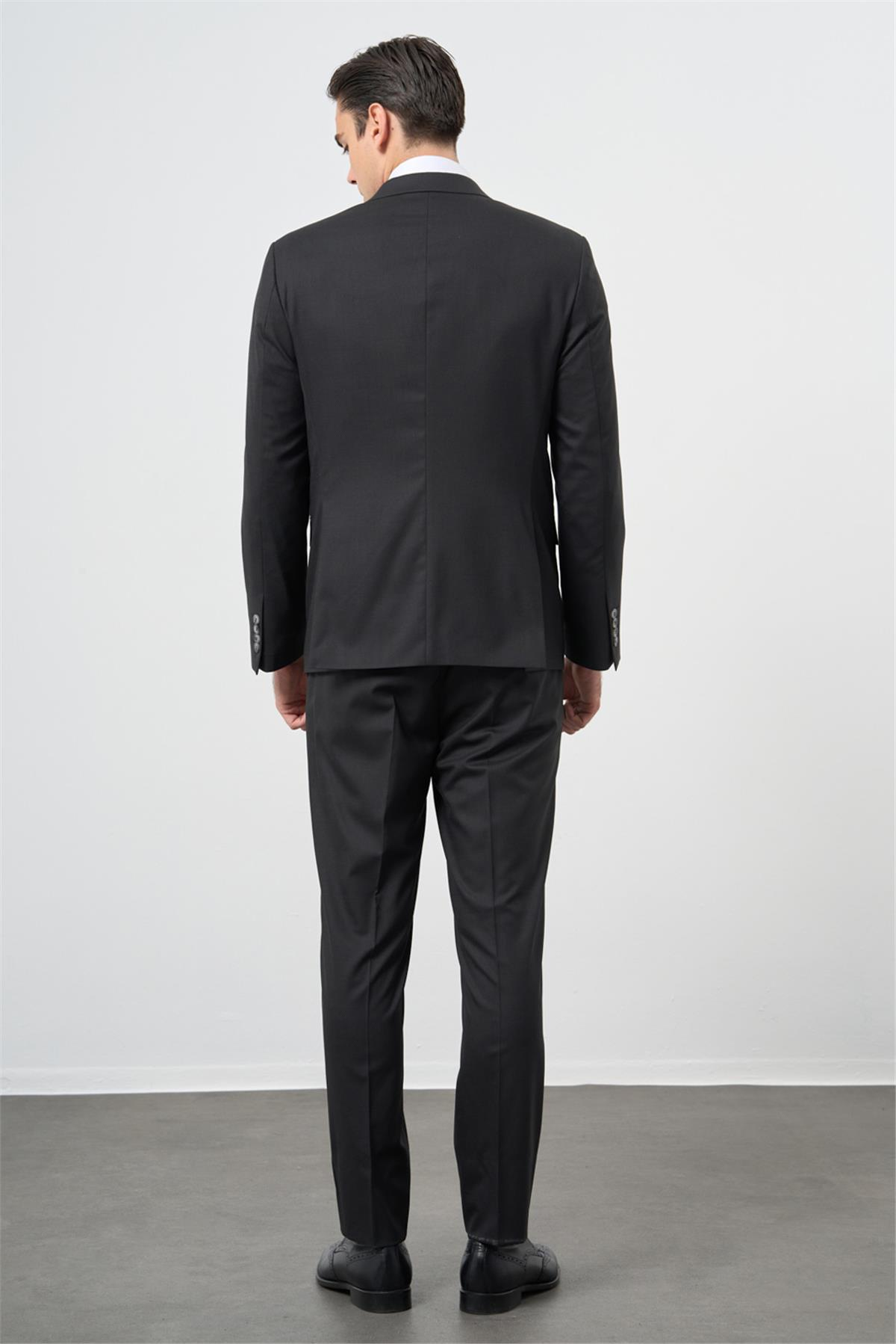Siyah Mono Yaka 6 Drop Comfort Fit Tam Astar Yünlü Takım Elbise 1001245167