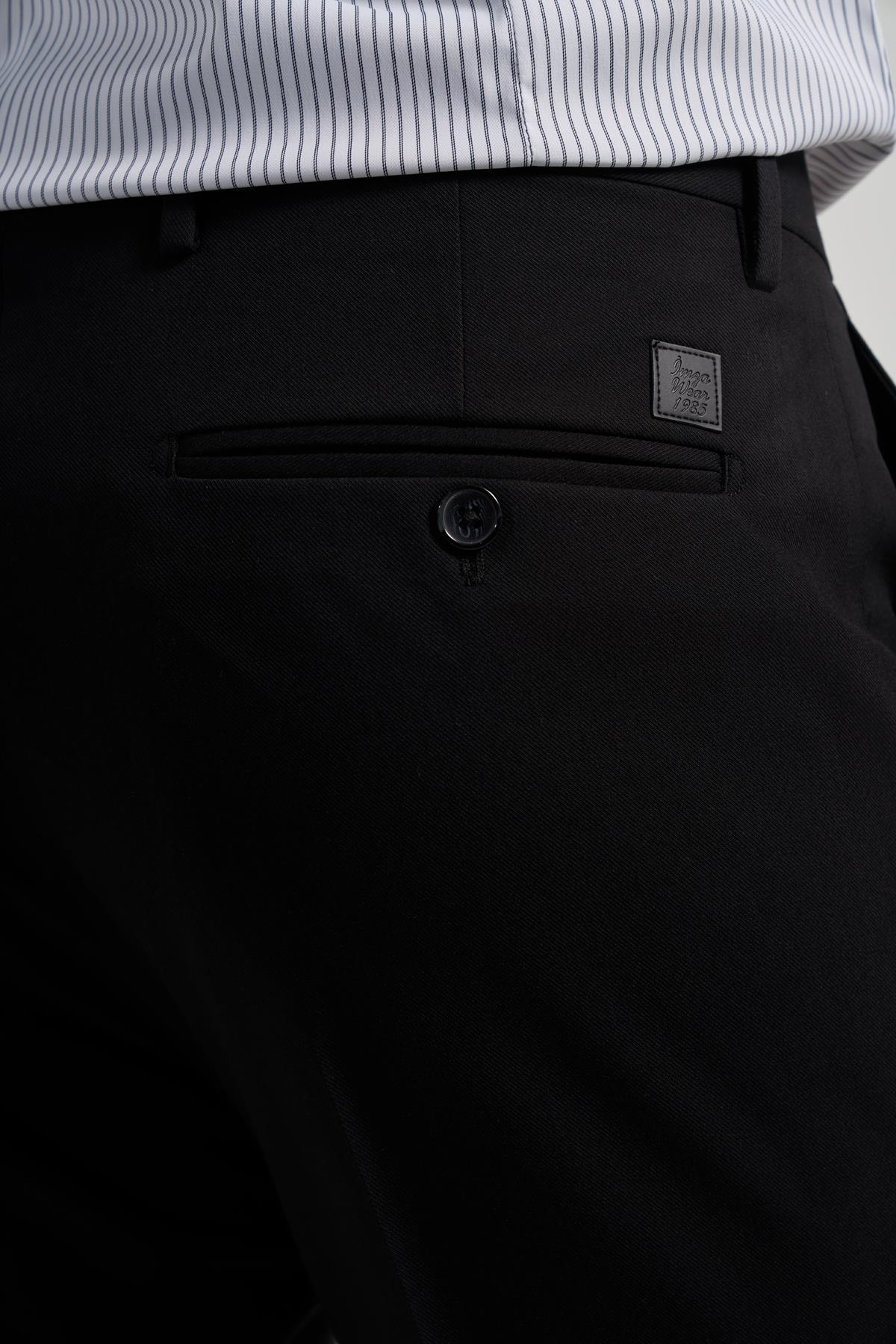Siyah Esnek Yandan Cepli Slim Fit Classic Pantolon 1003250106