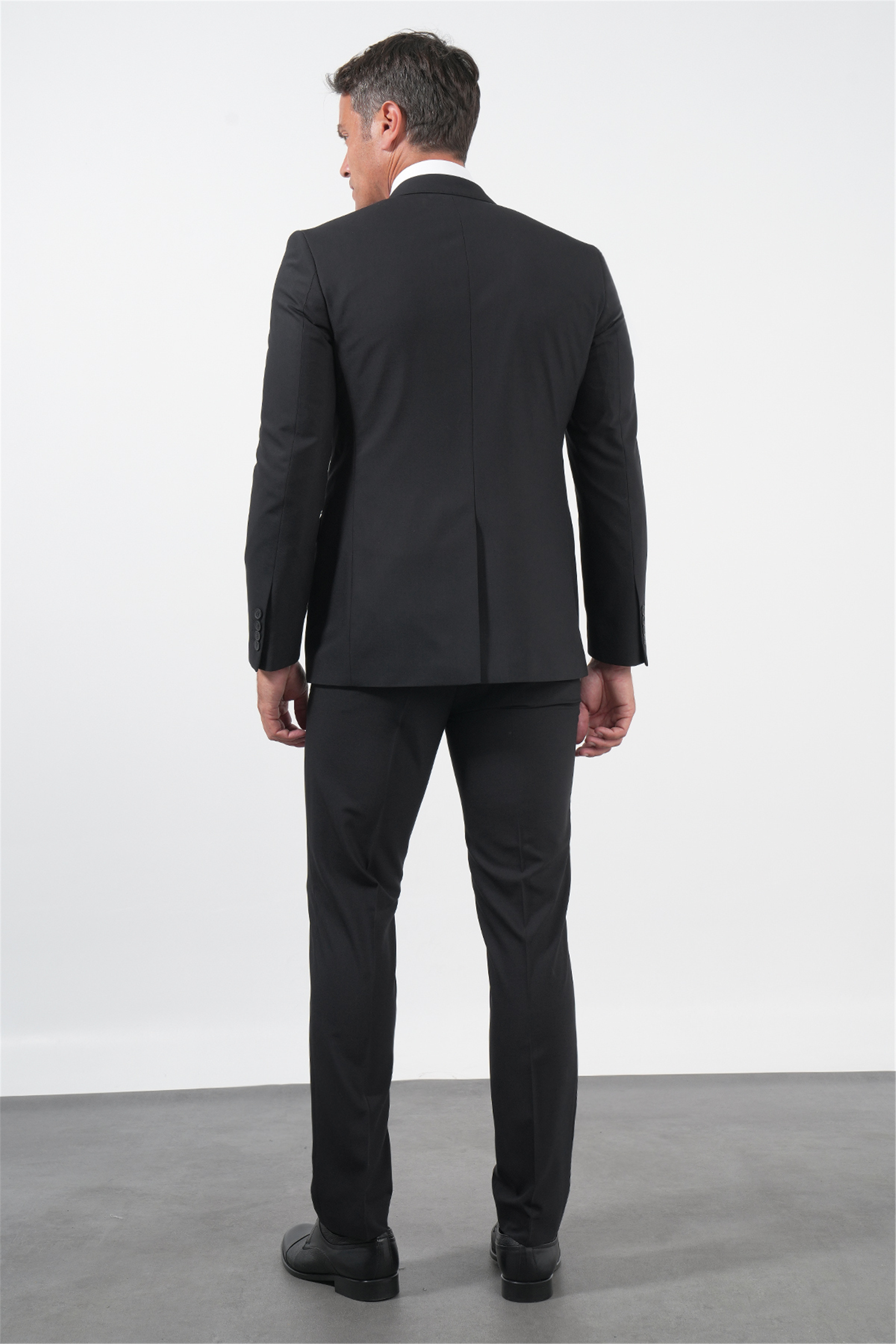 Siyah Mono Yaka 8 Drop Slim Fit Tam Astar Esnek Takım Elbise 1001250006