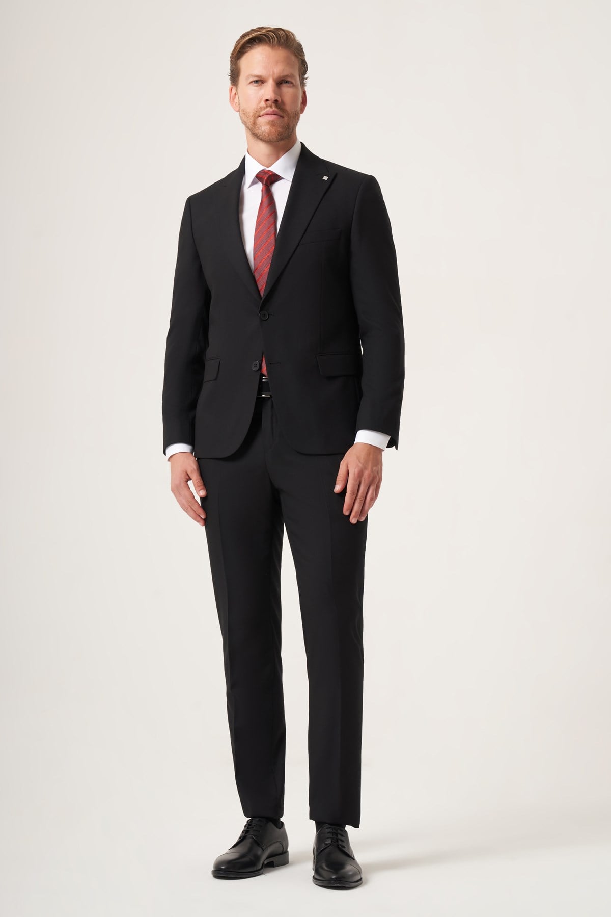 Siyah Kırlangıç Yaka Tam Astar 6 Drop Slim Fit Esnek Takım Elbise 1001265162
