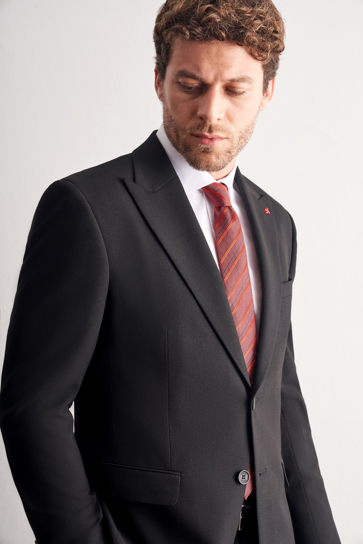 Siyah Kırlangıç Yaka Tam Astar 6 Drop Slim Fit Esnek Takım Elbise 1001265163