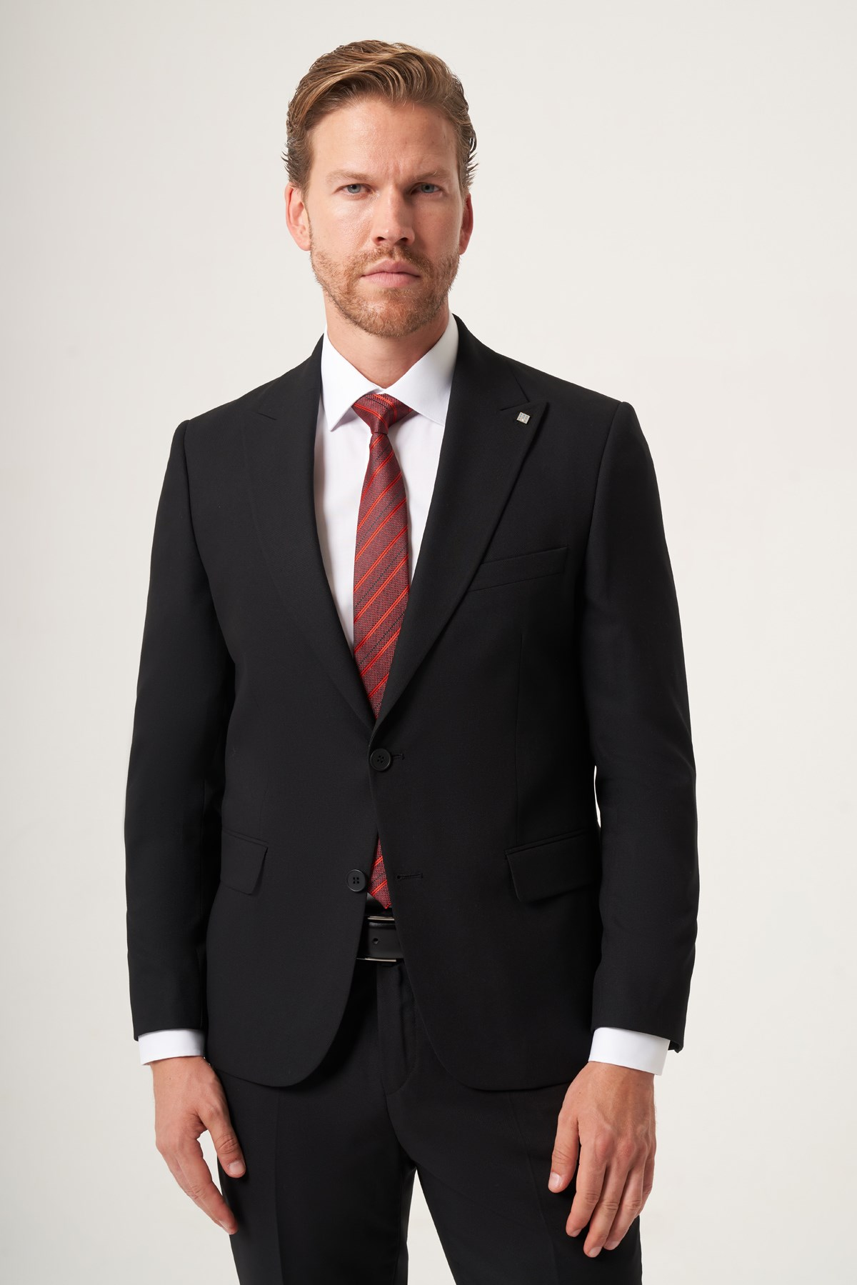 Siyah Kırlangıç Yaka Tam Astar 6 Drop Slim Fit Esnek Takım Elbise 1001265162