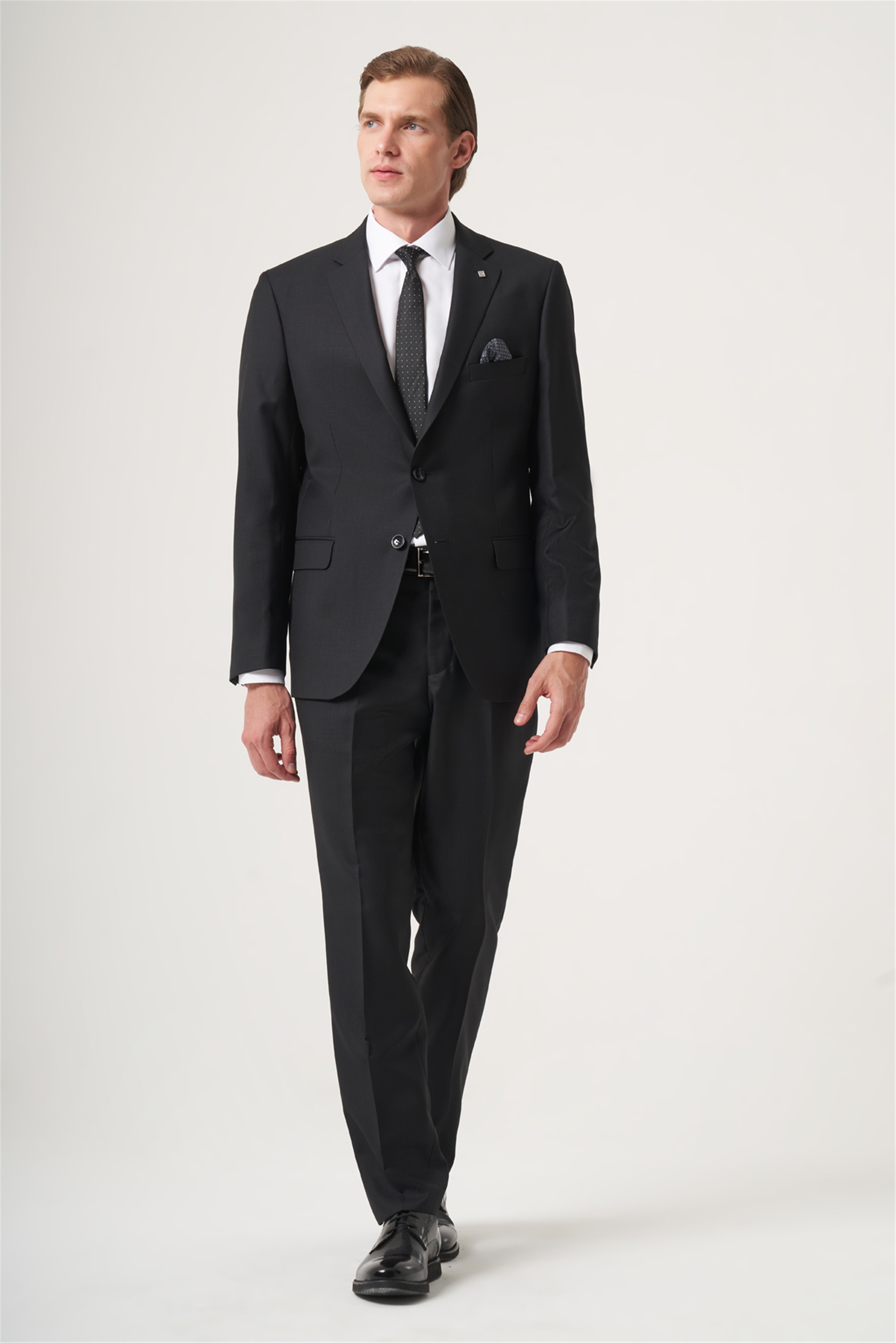 Siyah Mono Yaka 6 Drop Comfort Fit Tam Astar Takım Elbise 1001260179