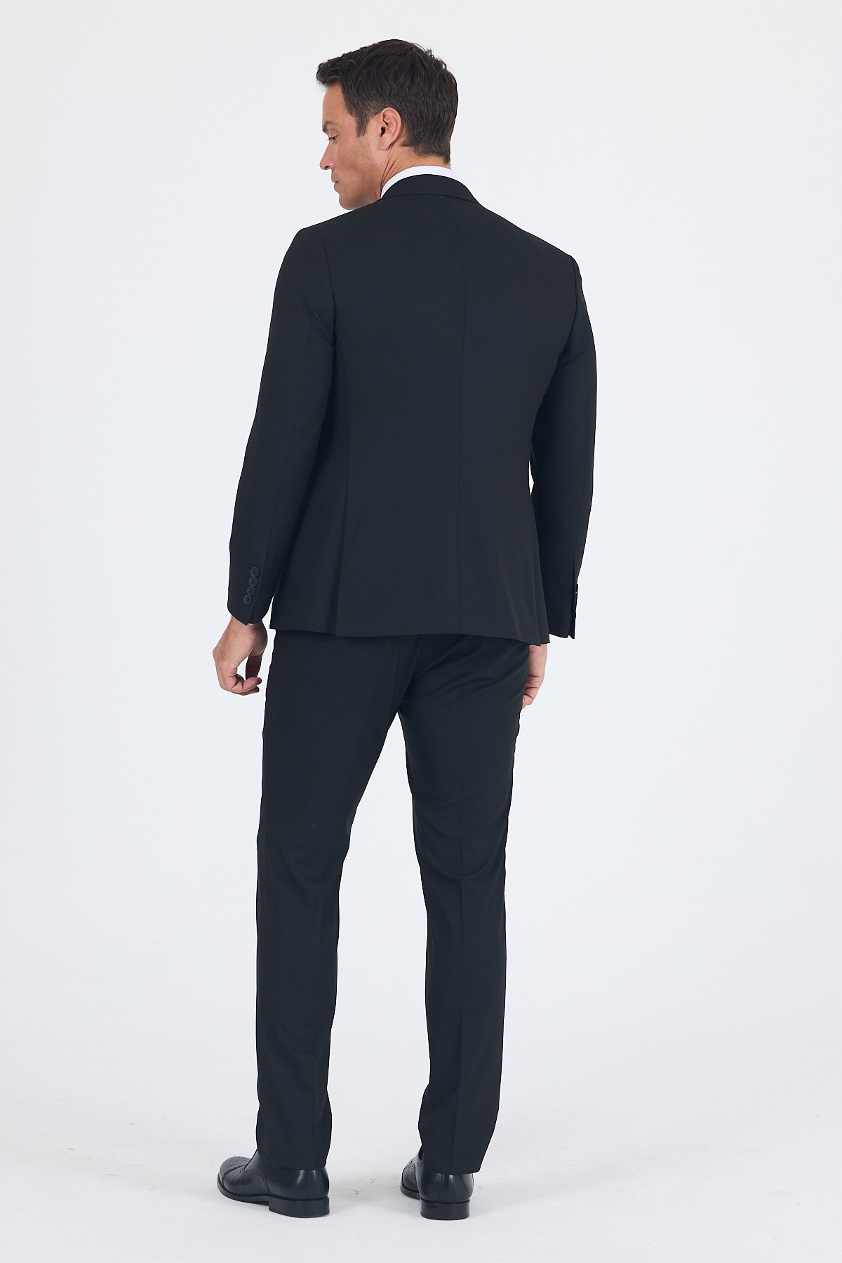 Siyah Mono Yaka Yelekli 6 Drop Slim Fit Tam Astar Esnek Takım Elbise 1001260186
