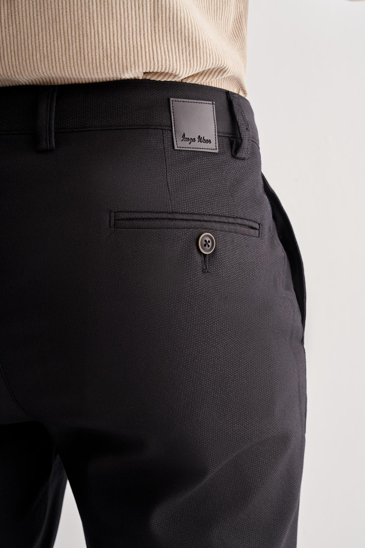 Siyah Yan Cep Düz Paça Pamuklu Comfort Fit Chino Casual Pantolon 1003255166