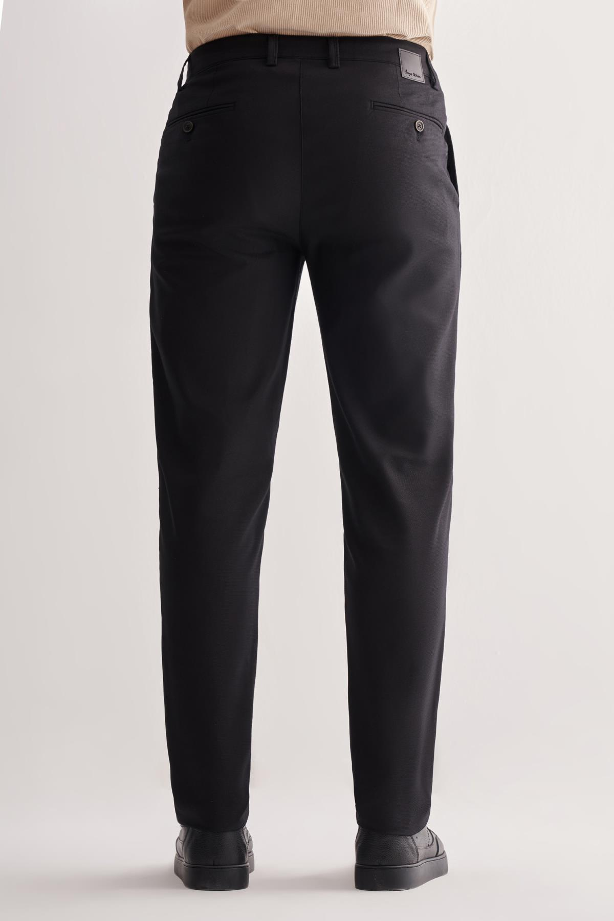 Siyah Yan Cep Düz Paça Pamuklu Comfort Fit Chino Casual Pantolon 1003255166