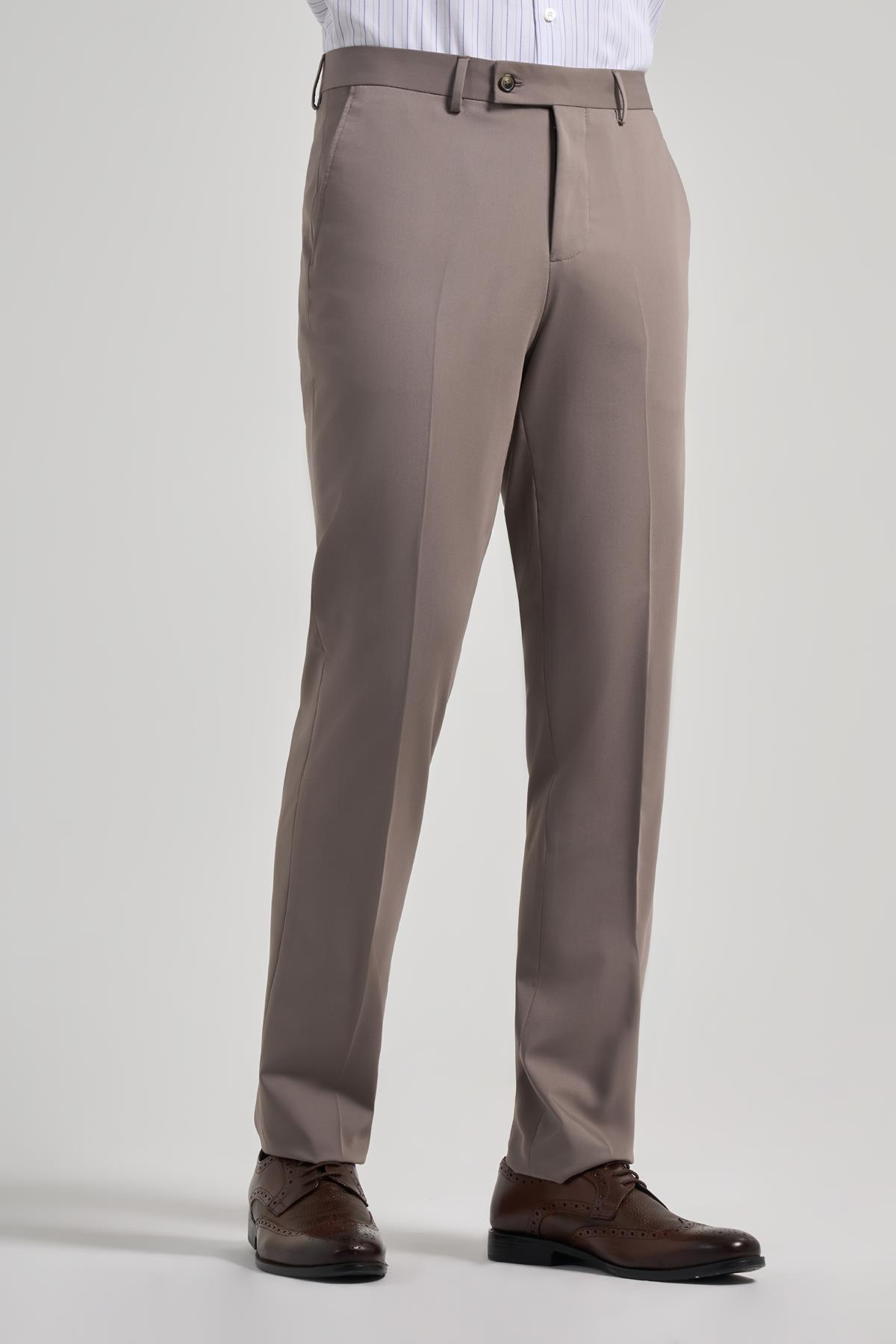 Kahverengi Esnek Yandan Cepli Comfort Fit Classic Pantolon 1003250159