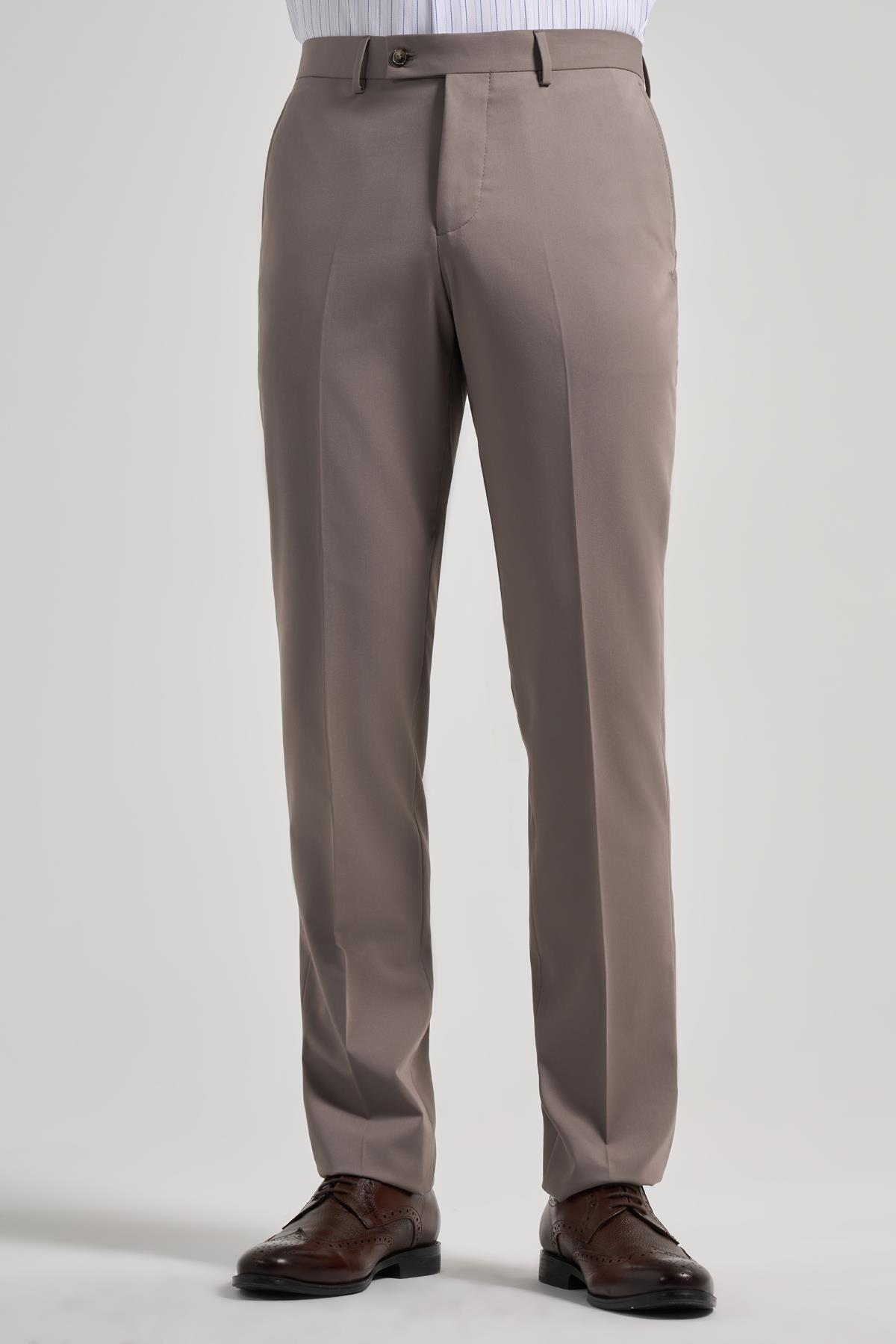 Kahverengi Esnek Yandan Cepli Comfort Fit Classic Pantolon 1003250159