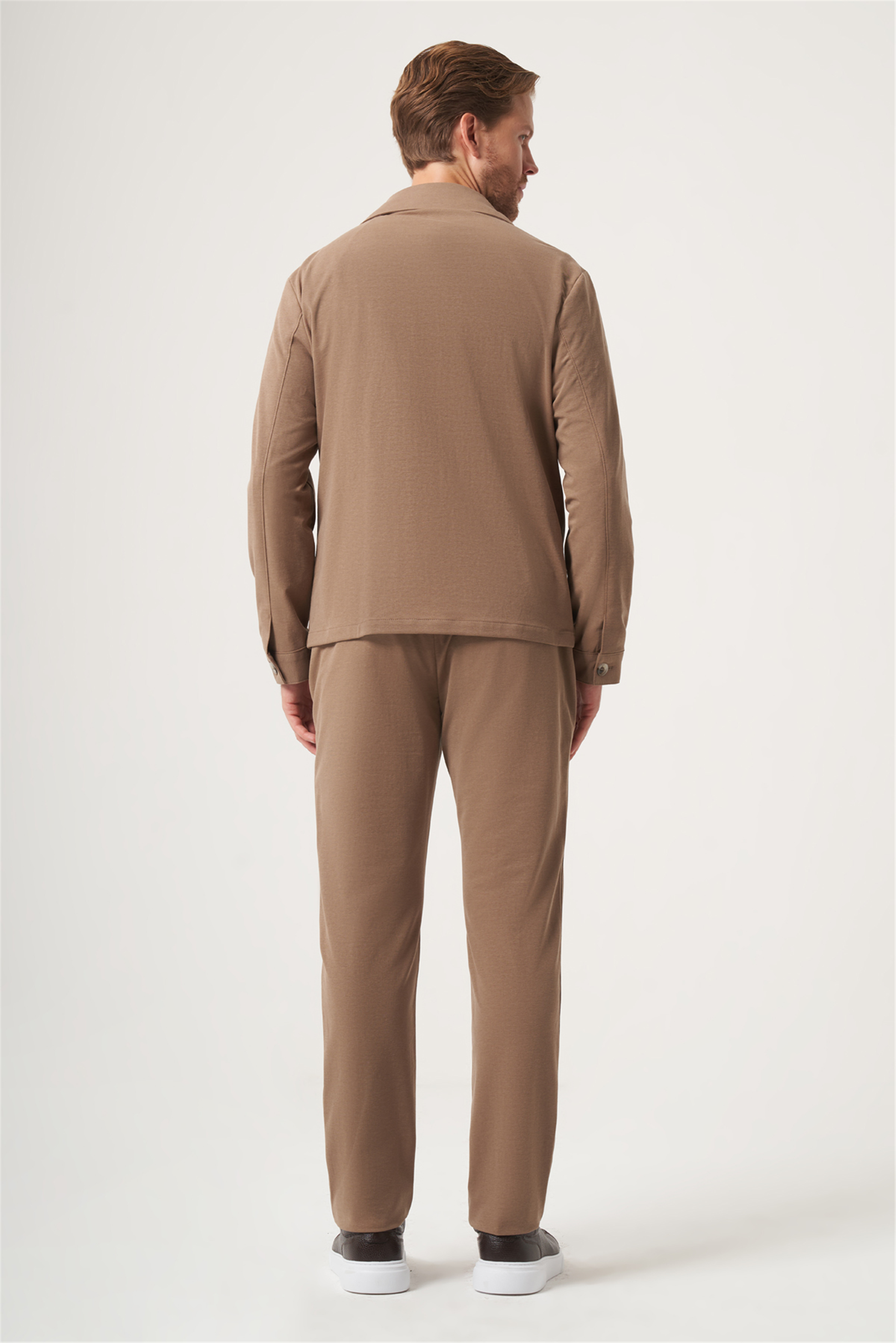 Tarçın Berberi Yaka Örme Beli Lastikli 6 Drop Slim Fit Astarsız Esnek Takım Elbise 1001260177