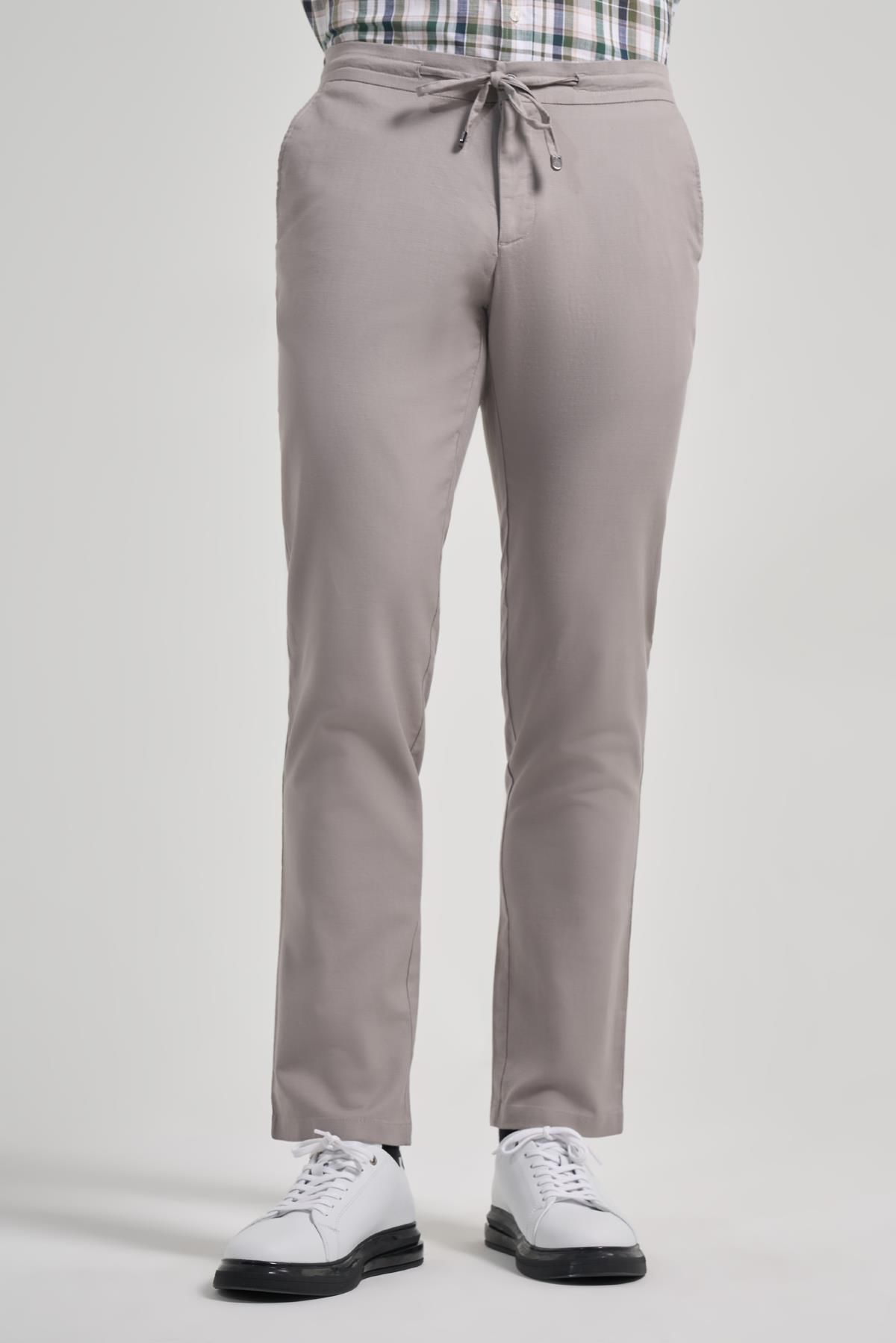 Taş Rengi Pamuklu Yandan Cepli Casual Comfort Fit Jogger Pantolon 1003250110