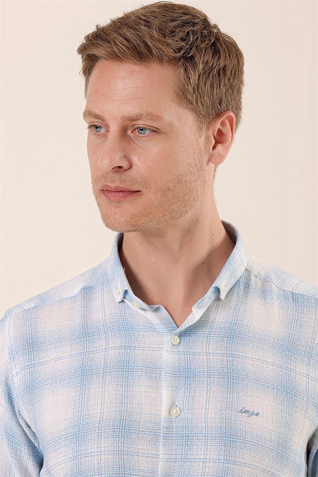 Mavi DMT Yaka Uzun Kol Cepsiz Slim Fit Classic Pamuklu Gömlek 1004230176