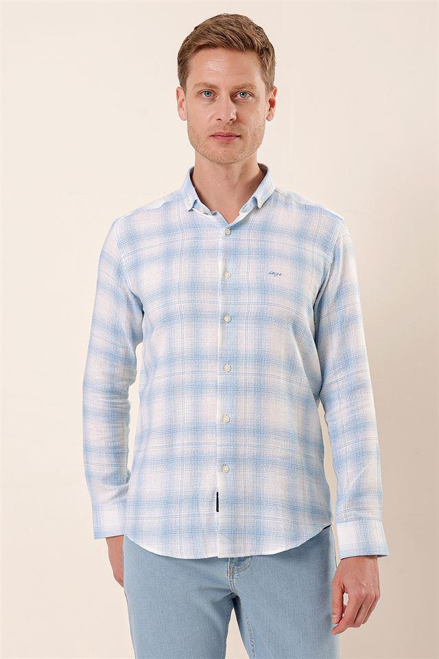 Mavi DMT Yaka Uzun Kol Cepsiz Slim Fit Classic Pamuklu Gömlek 1004230176