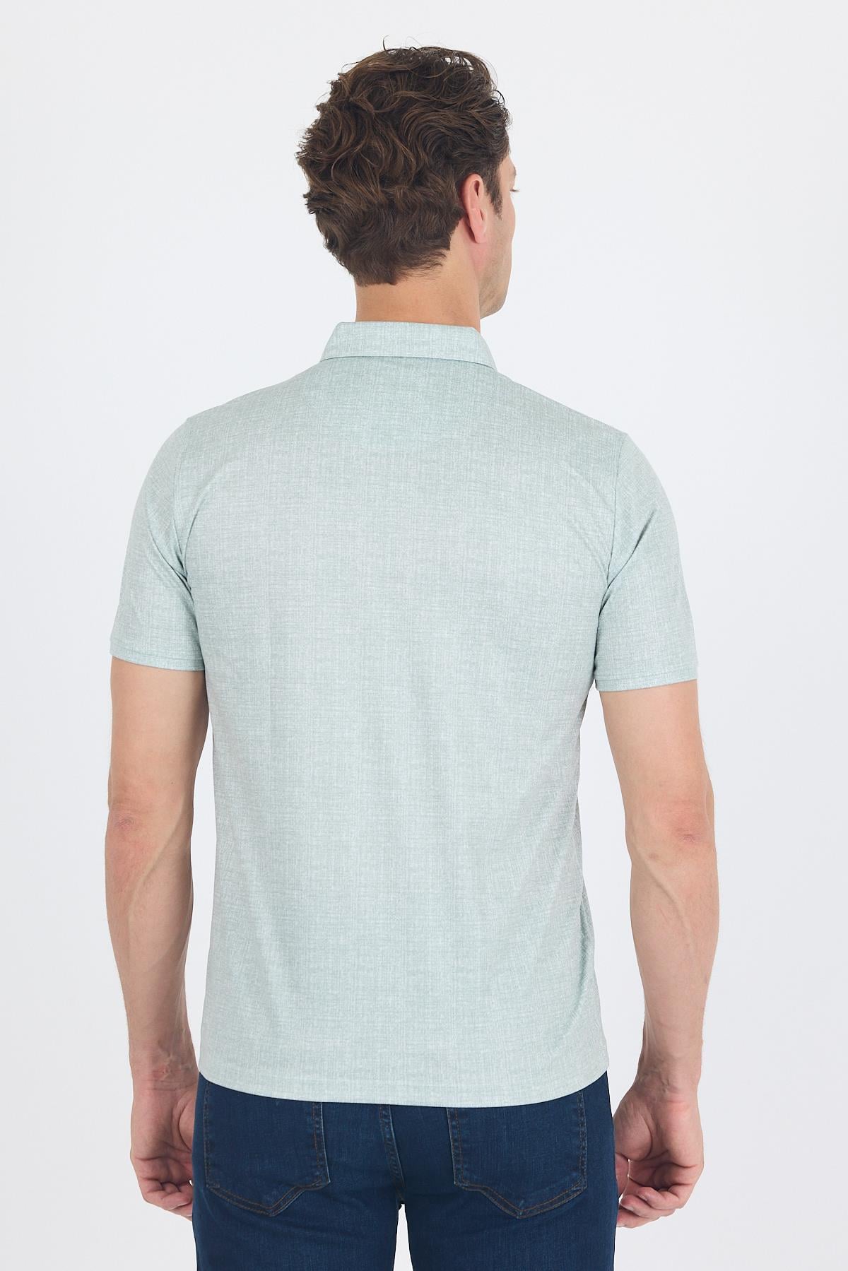 Yeşil Polo Yaka Kısa Kol Cepli Comfort Fit Pamuklu Tişört 1011250180