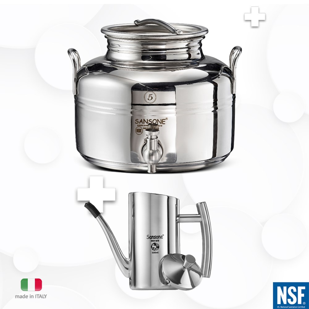 Paslanmaz Set : Güğüm 5 litre + Yağdanlık 500 ml