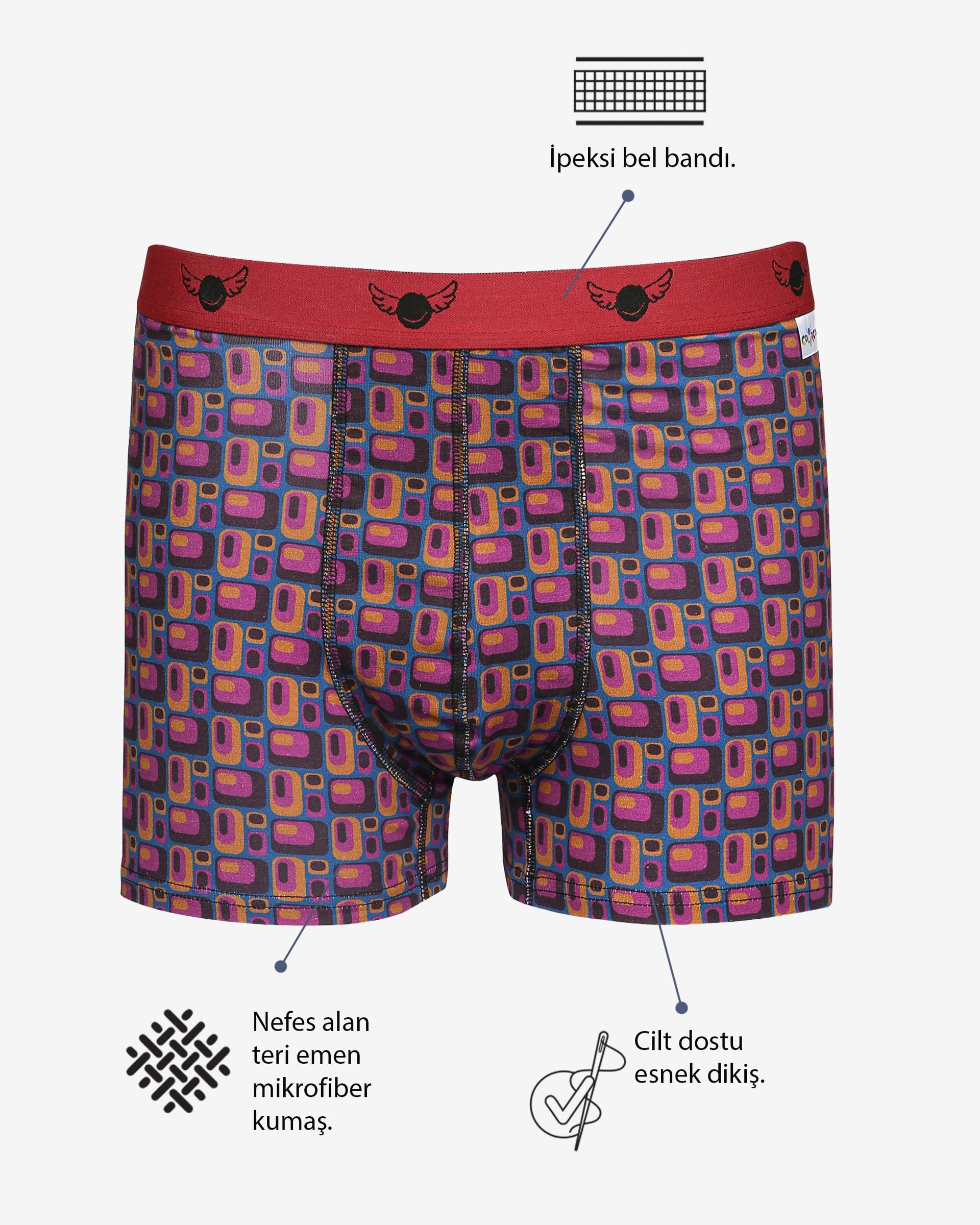 70S Vibes Retro Desen Boxer ve Çorap