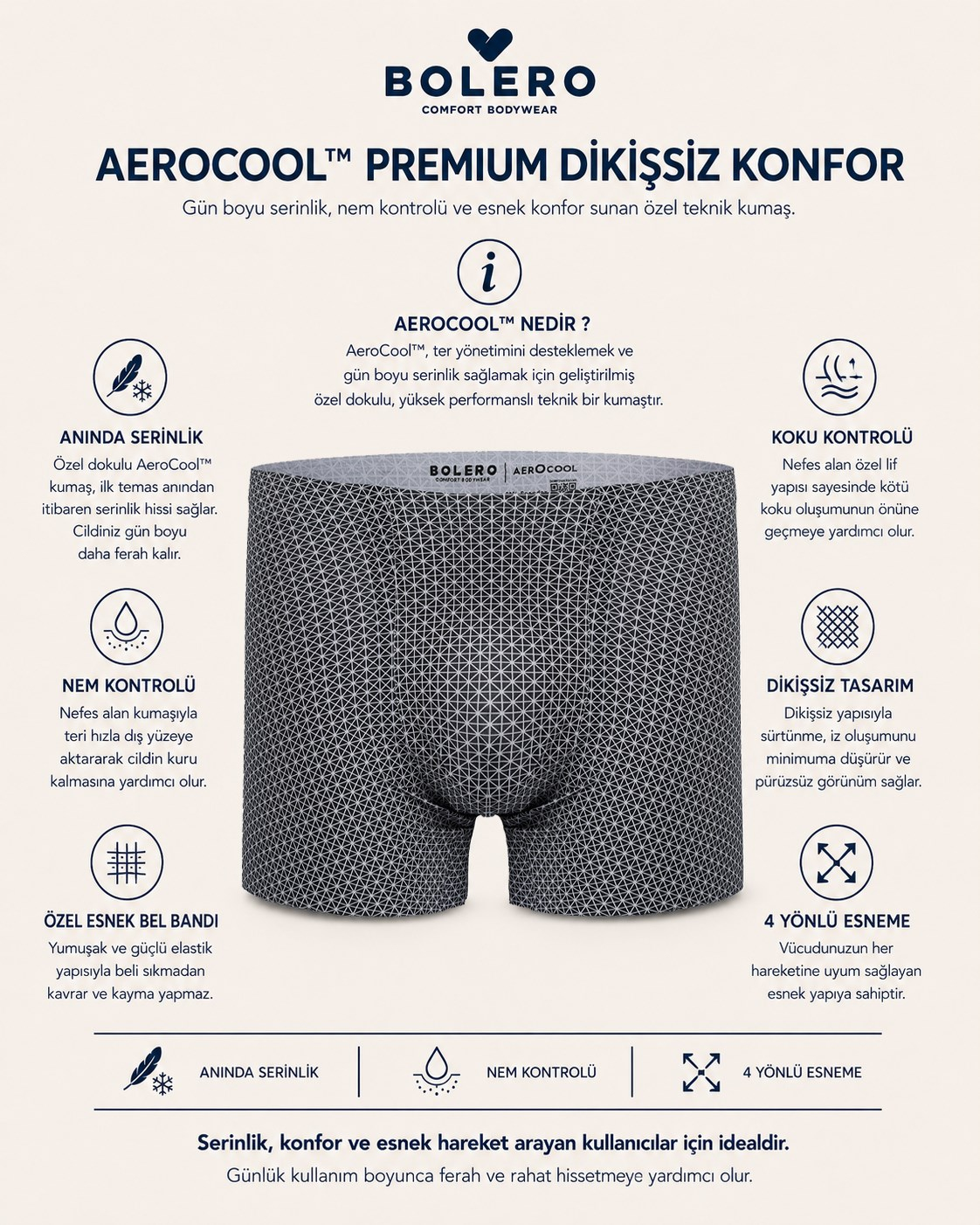 Aerocool Erkek Dikişsiz Boxer Antrasit Baskılı