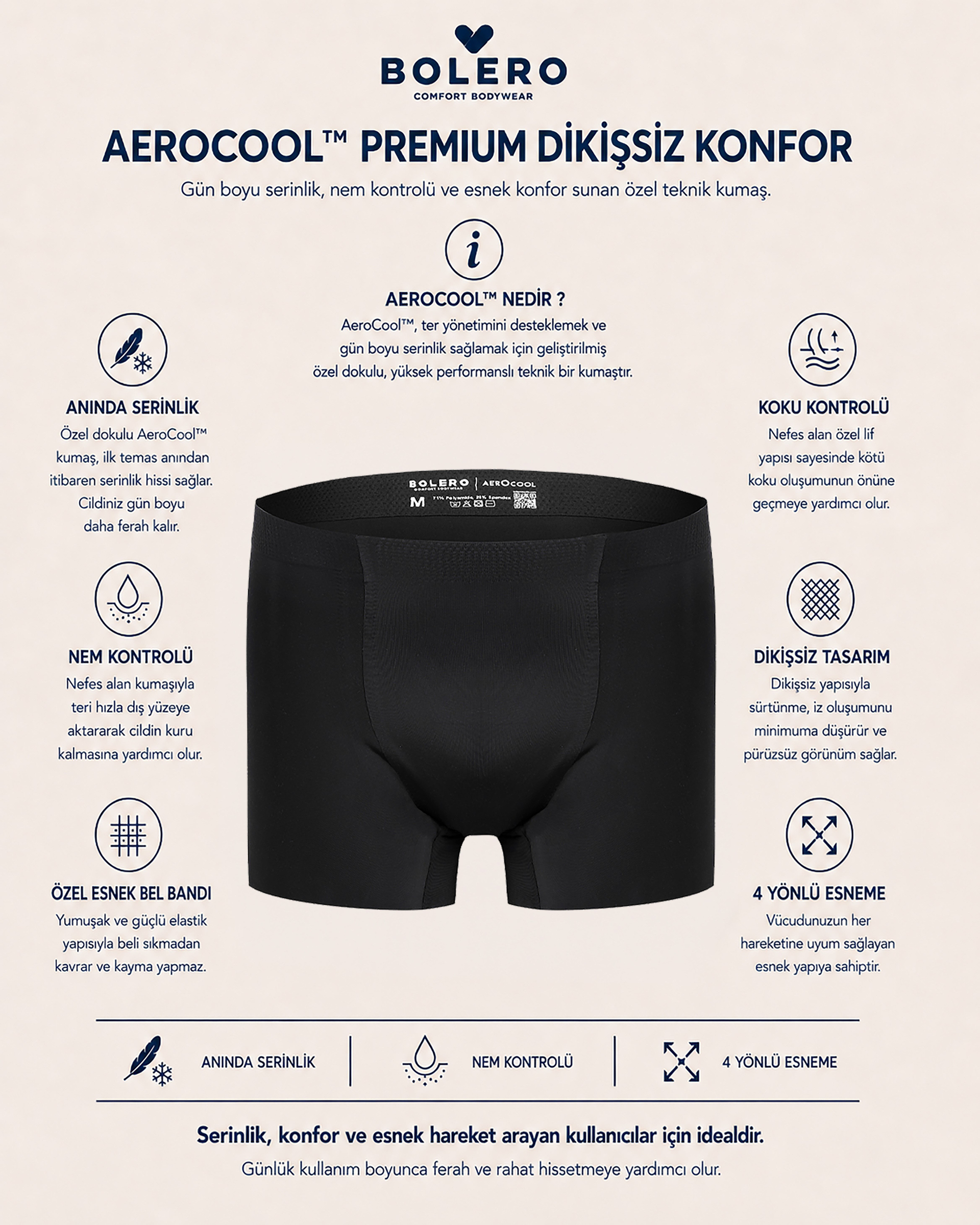 Aerocool Erkek Dikişsiz Boxer Siyah