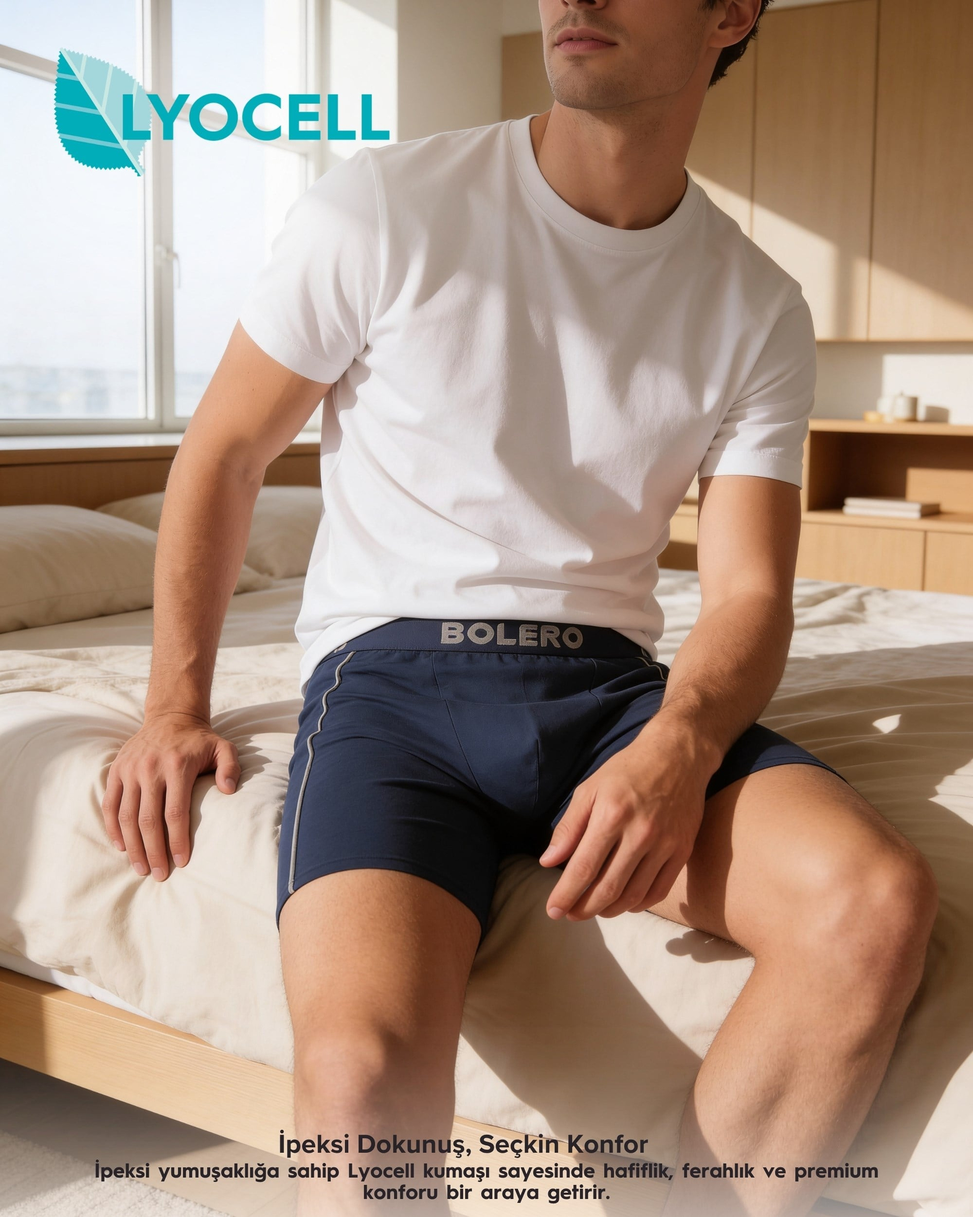 Erkek Premium Lyocel Boxer Lacivert