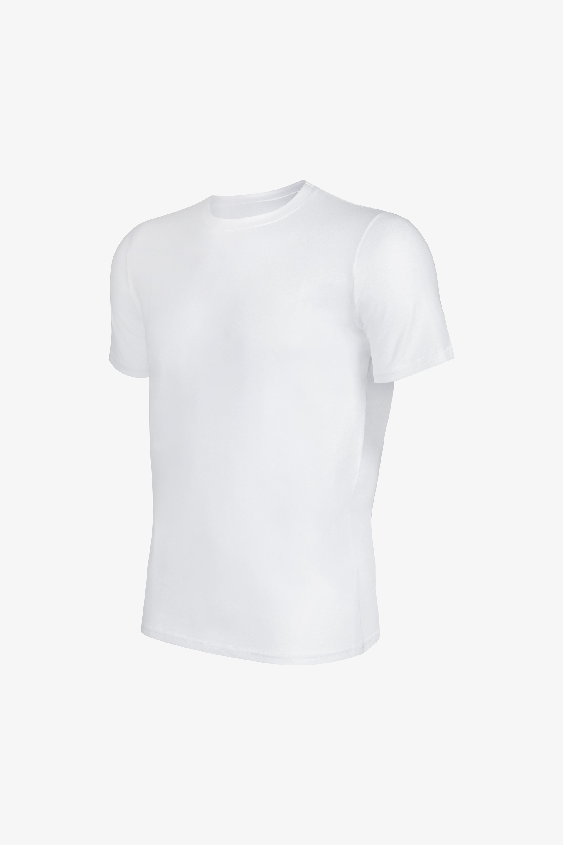 Erkek Premium Lyocell Rahat Kalıp Bisiklet Yaka T-shirt Beyaz
