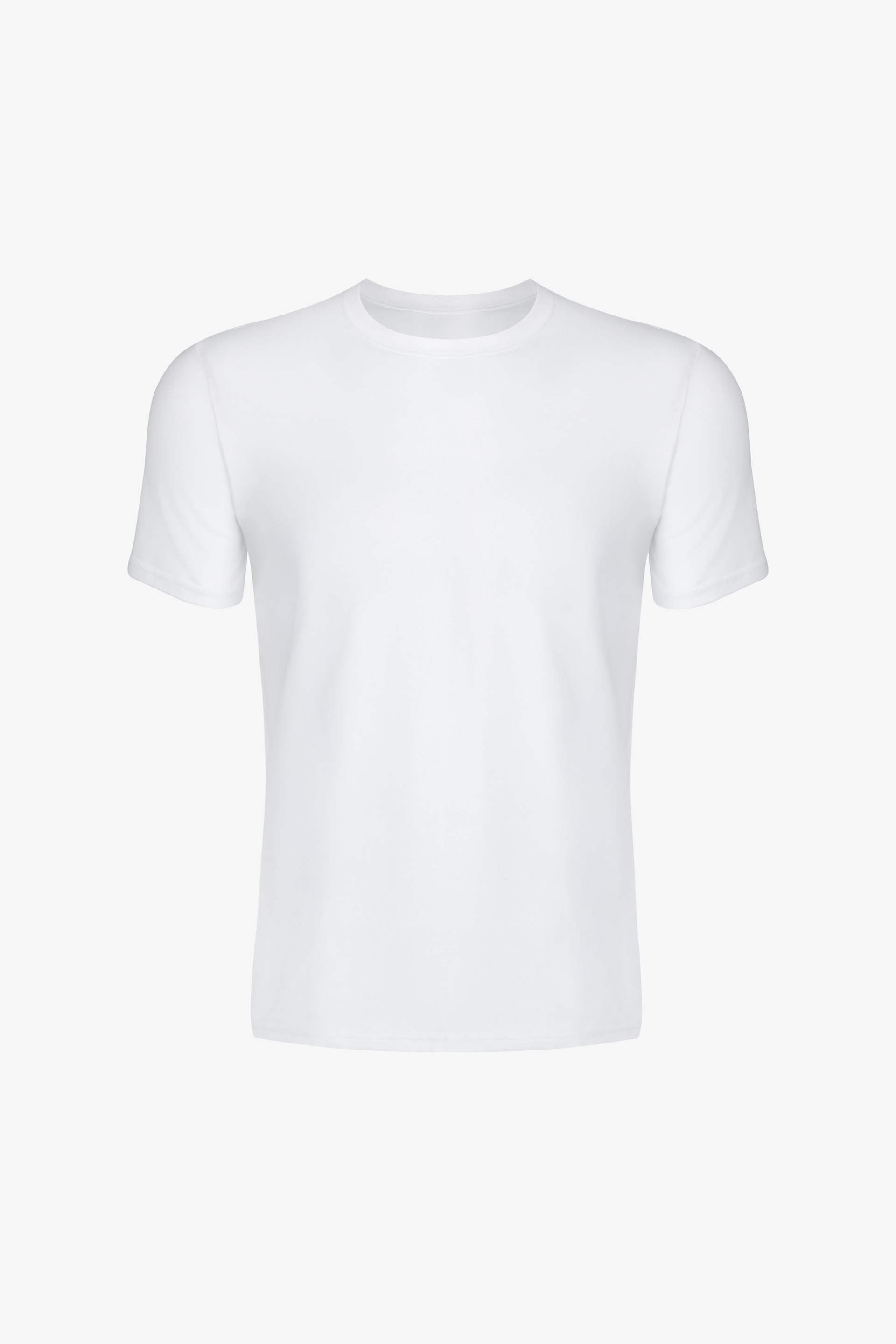 Erkek Premium Lyocell Rahat Kalıp Bisiklet Yaka T-shirt Beyaz