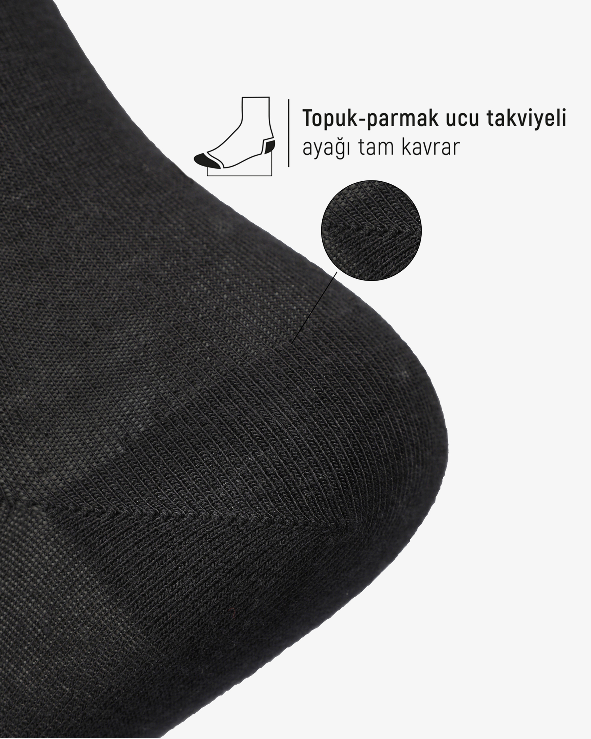 Erkek Premium Roll Top Lastiksiz Dikişsiz Bambu Çorap Siyah