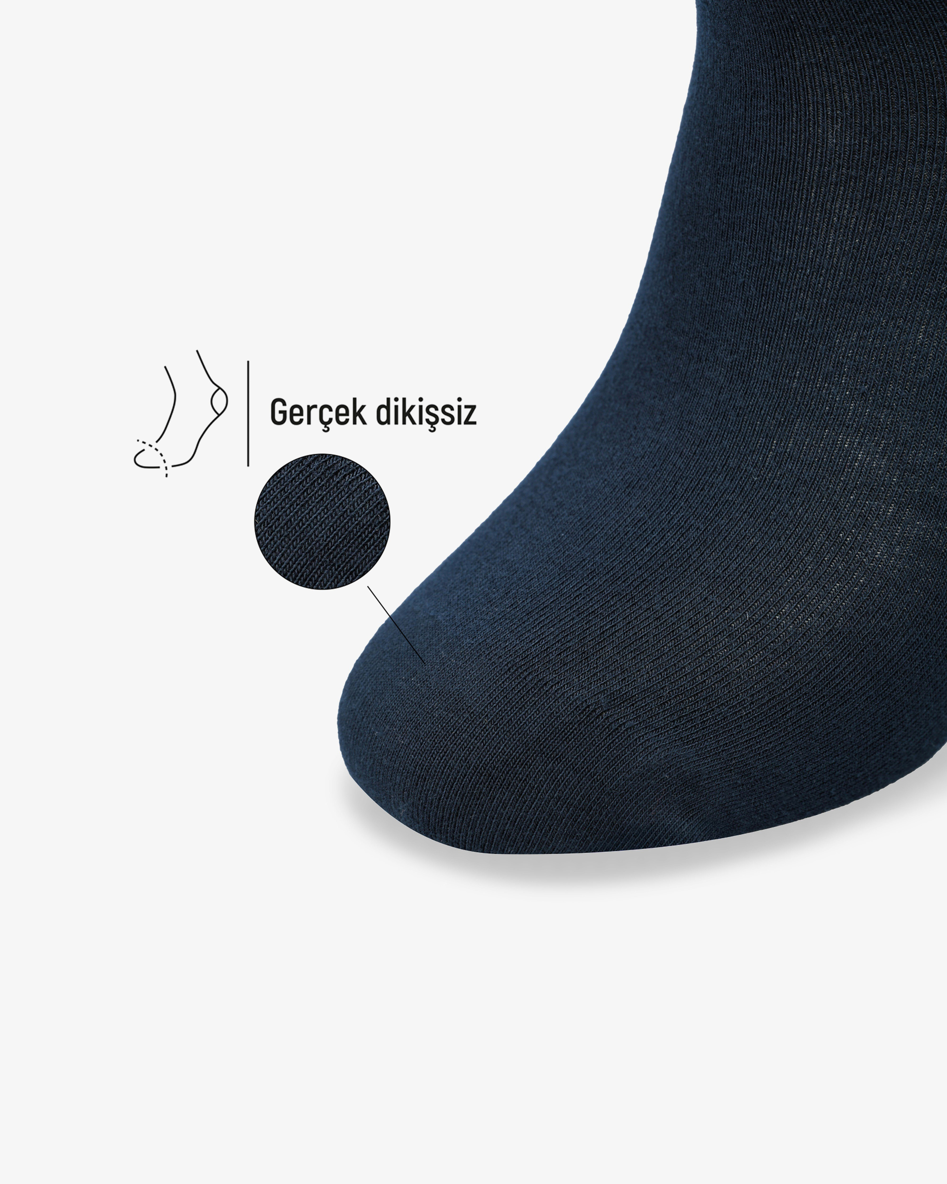 Erkek Premium Roll Top Lastiksiz Dikişsiz Bambu Çorap Lacivert