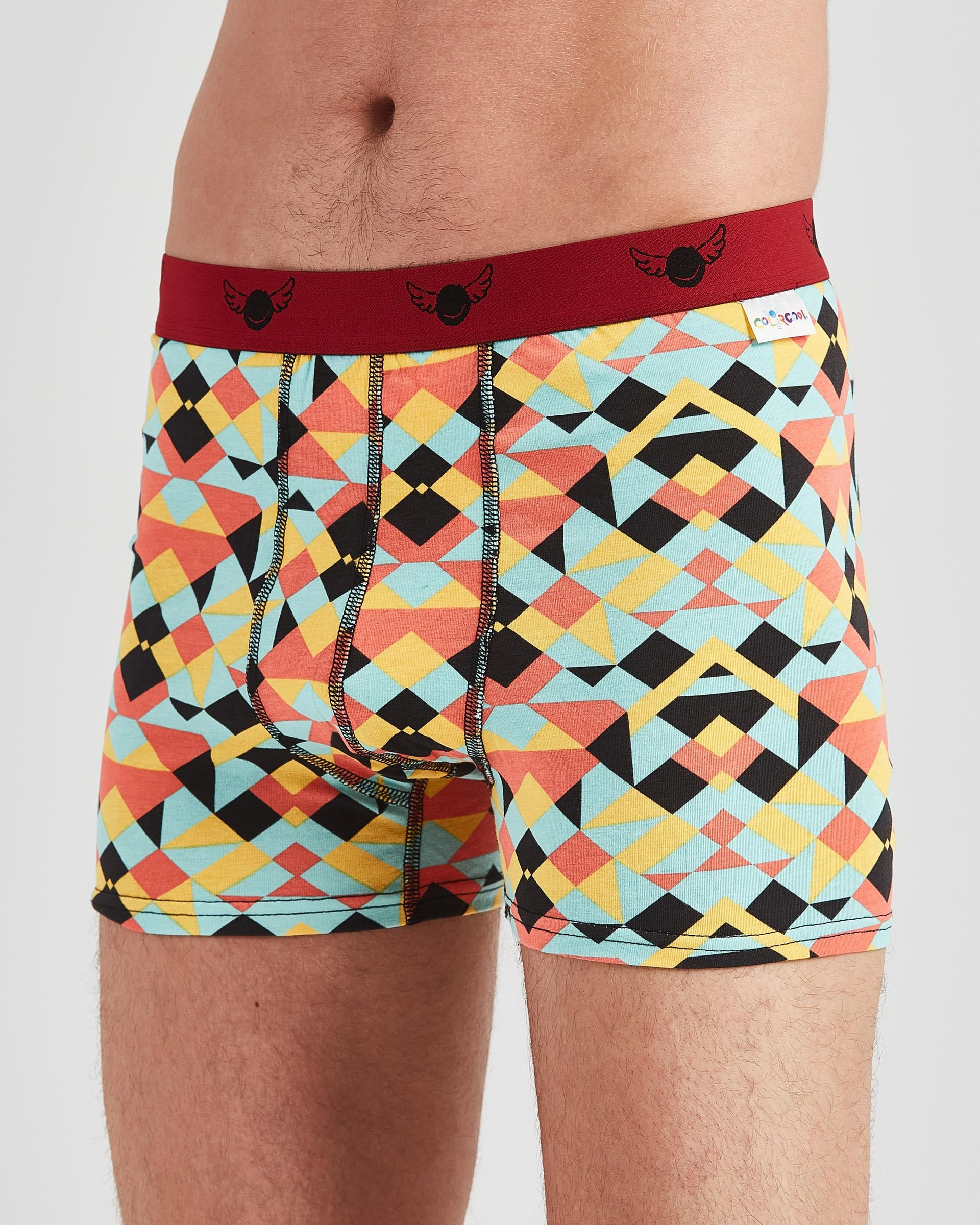 Geometric Retro Desen Boxer ve Çorap