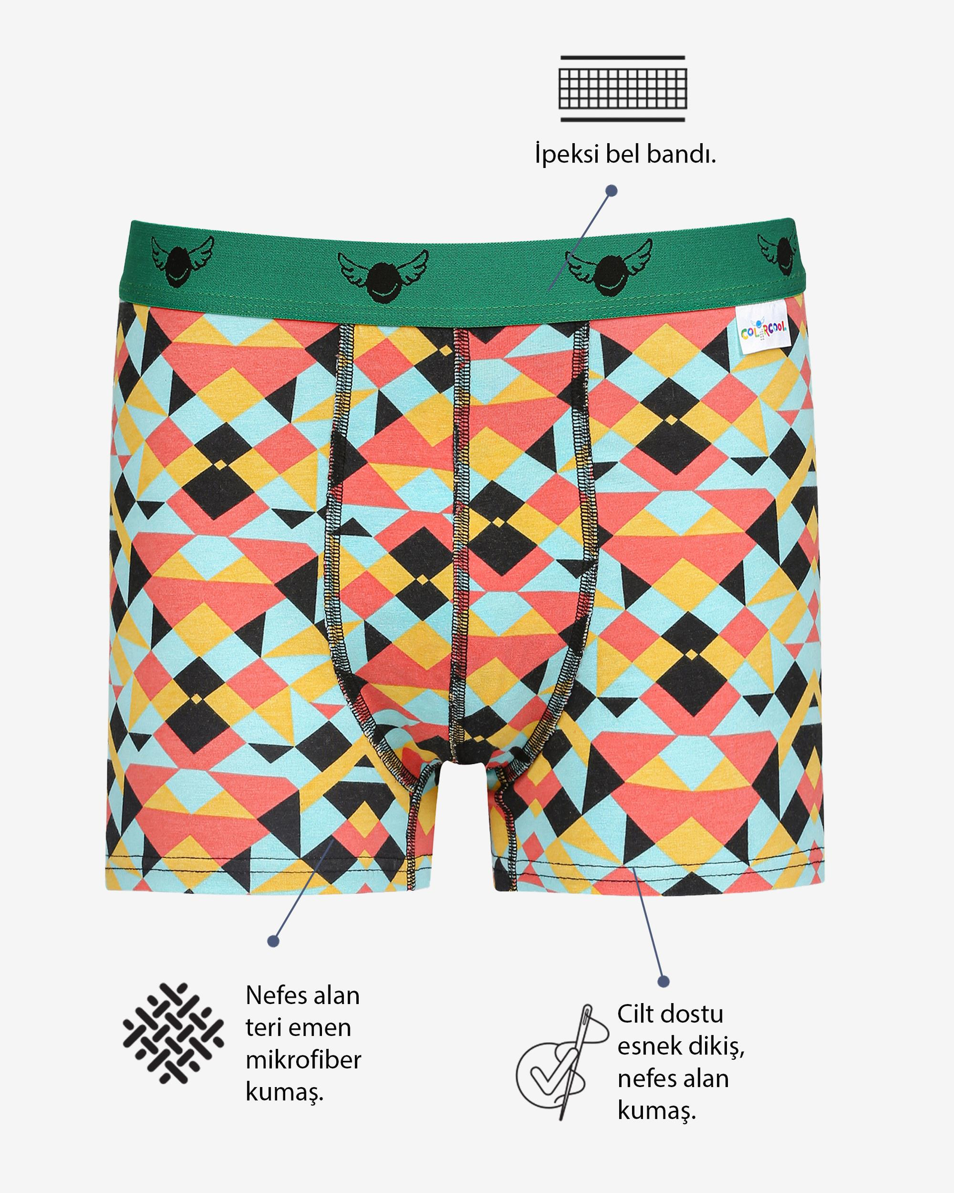 Geometric Retro Desen Boxer ve Çorap