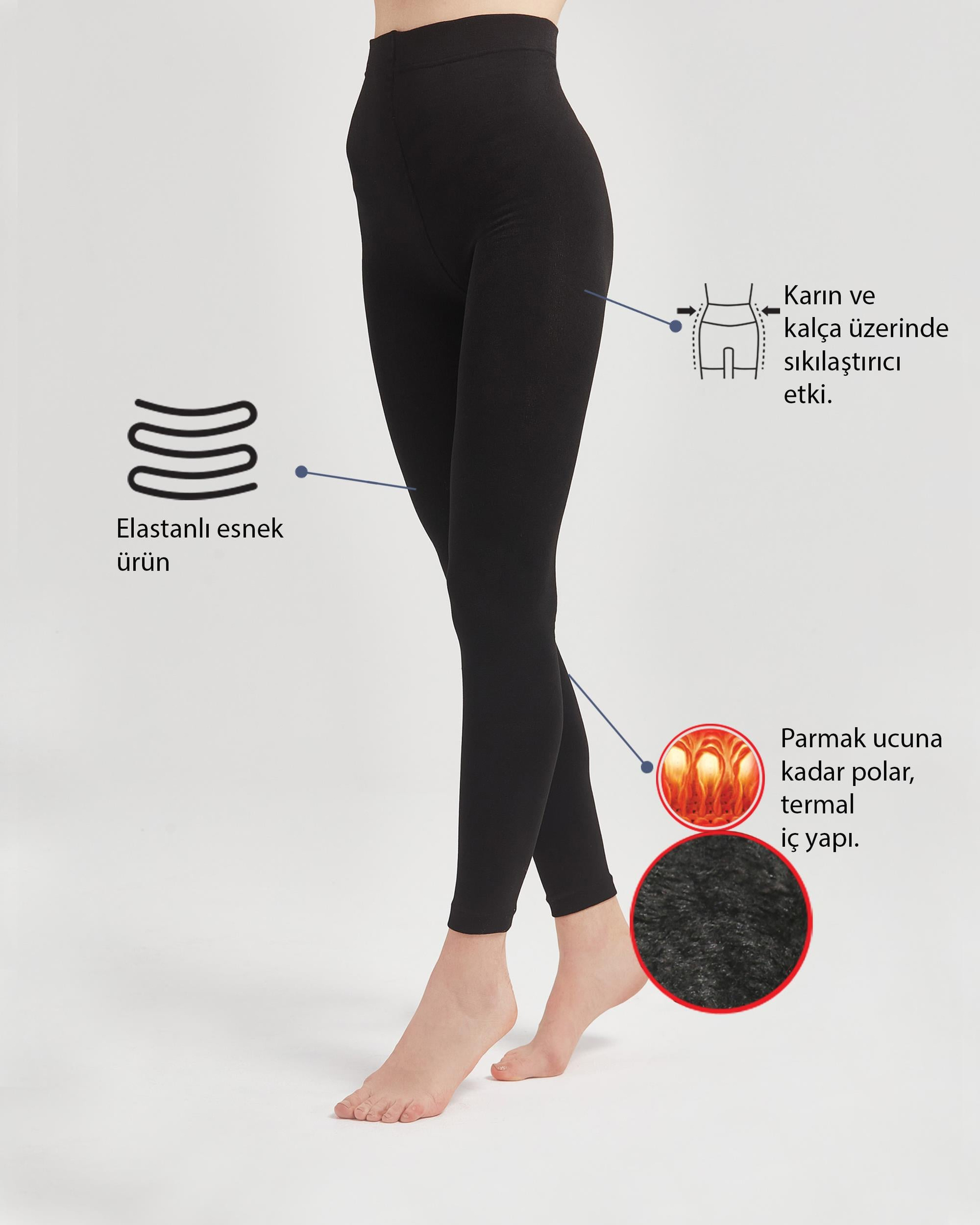 Hot Feet Kadın Siyah Esnek Termal Tayt 