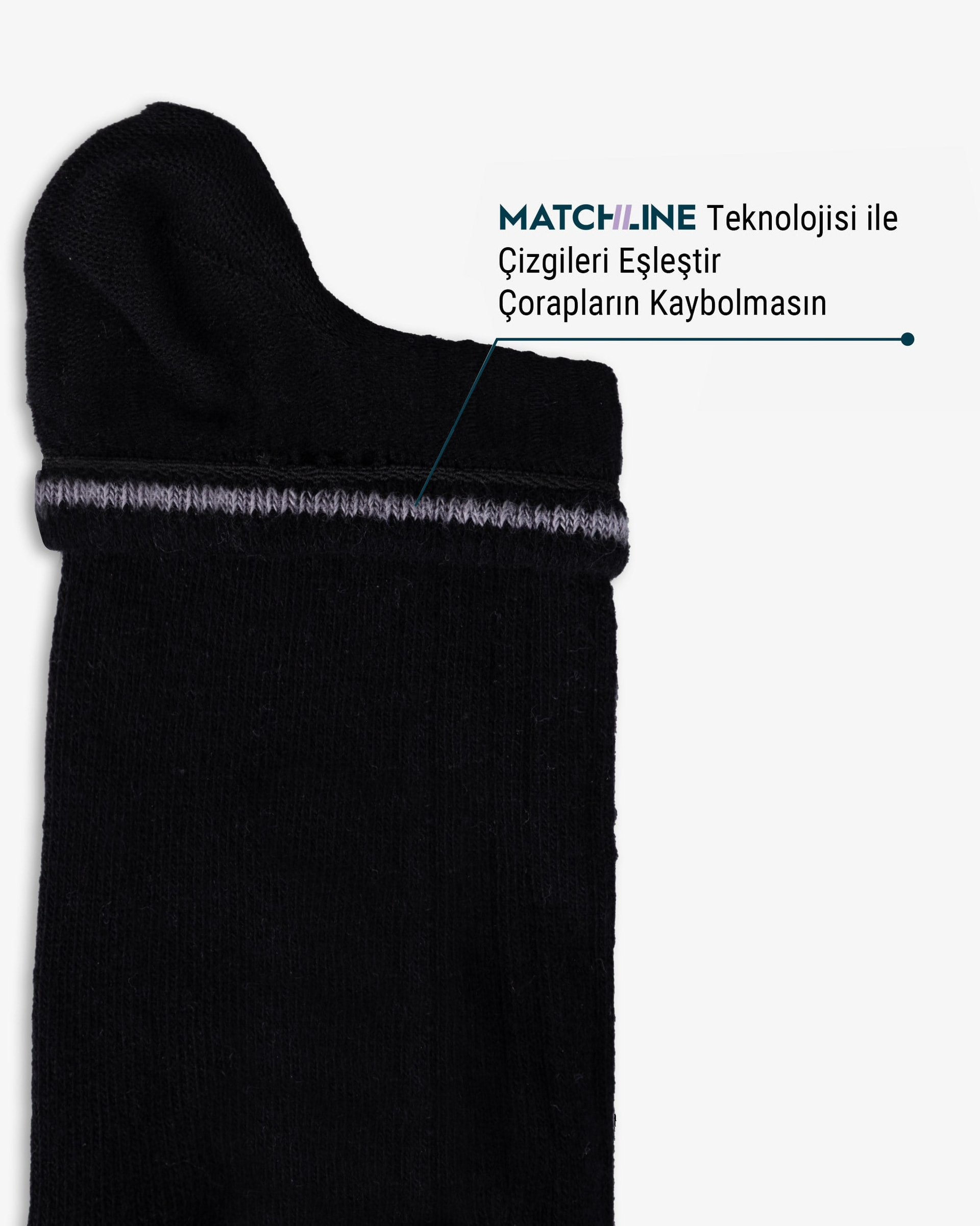 Kadın Dikişsiz Pamuk Patik Fitilli Siyah