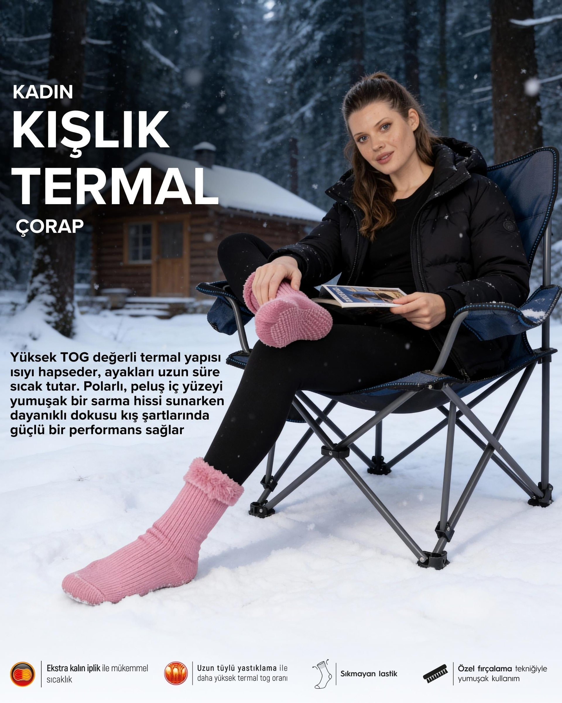 Kadın Kışlık Termal Çorap Pembe