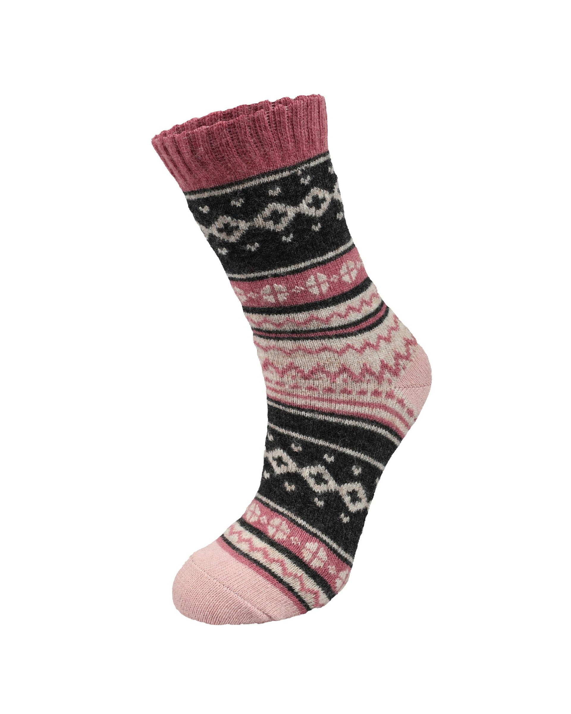 Kadın Lüks 3'lü Angora Yün Çorap Kilim Desen