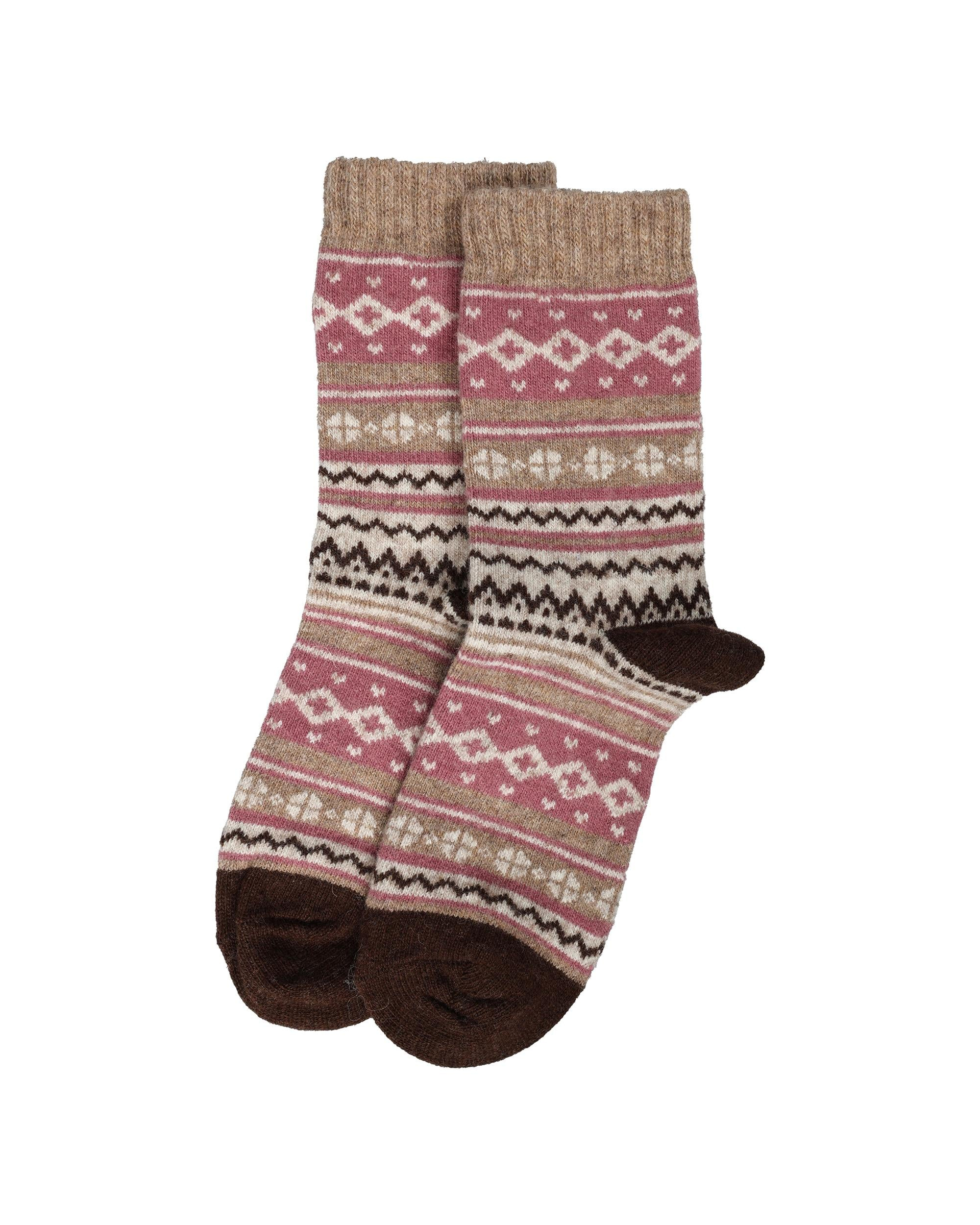 Kadın Lüks 3'lü Angora Yün Çorap Kilim Desen