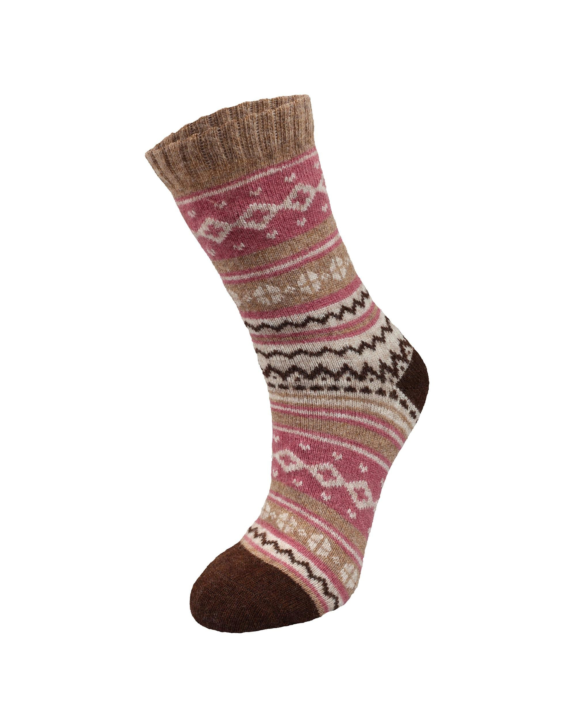 Kadın Lüks 3'lü Angora Yün Çorap Kilim Desen