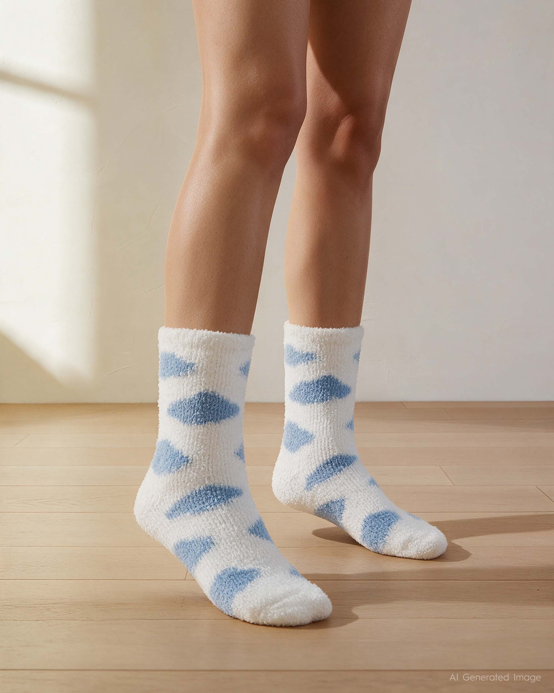 Kadın Soft Touch 2li Peluş Ev Çorabı Mavi Bulut De