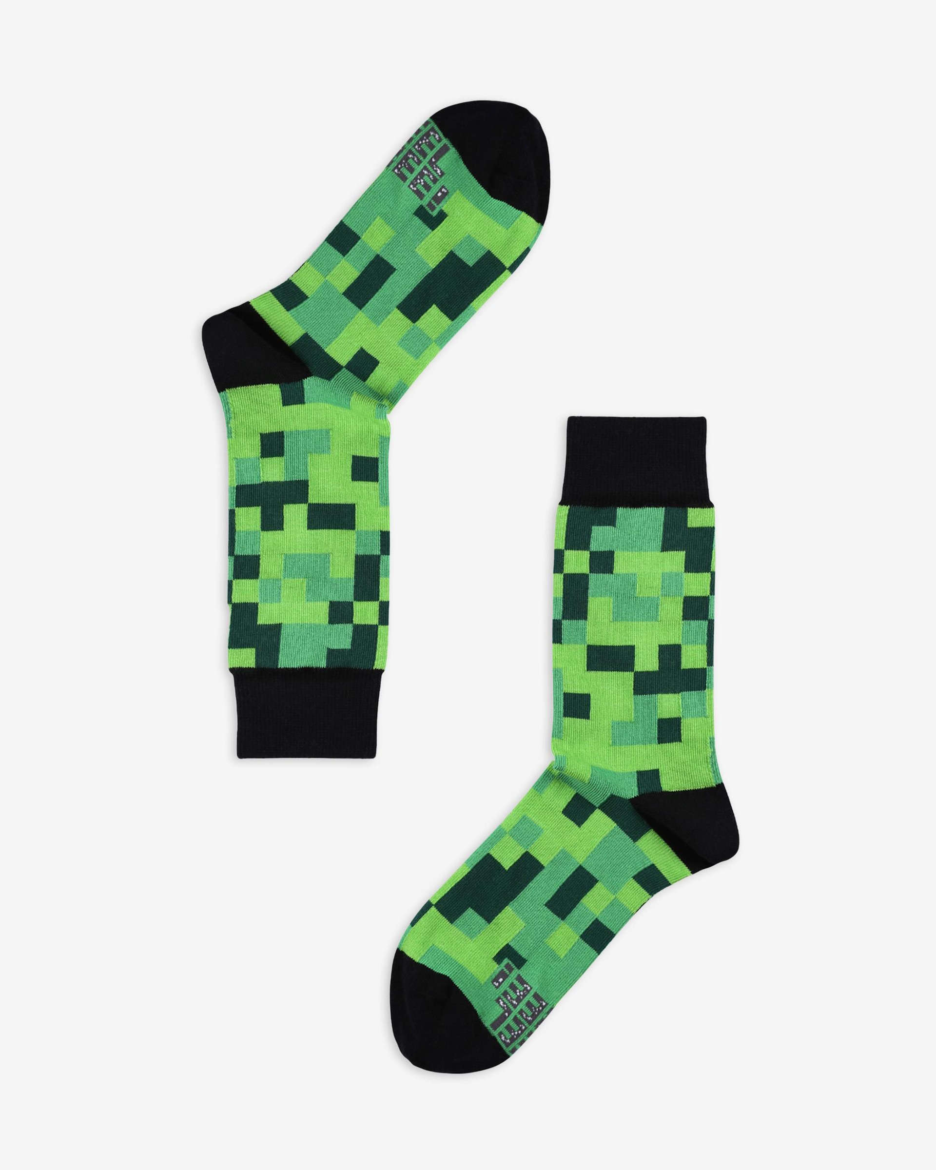 Minecraft Green Retro Desenli Çorap