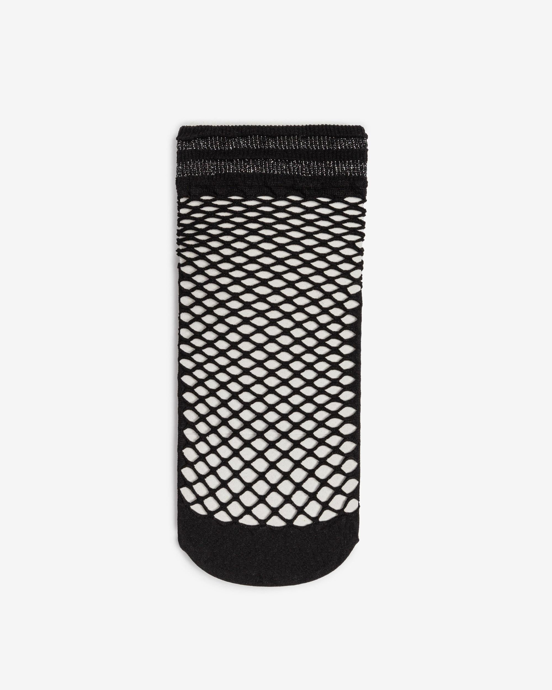 Simli Siyah File Fishnet Soket Kadın Çorap