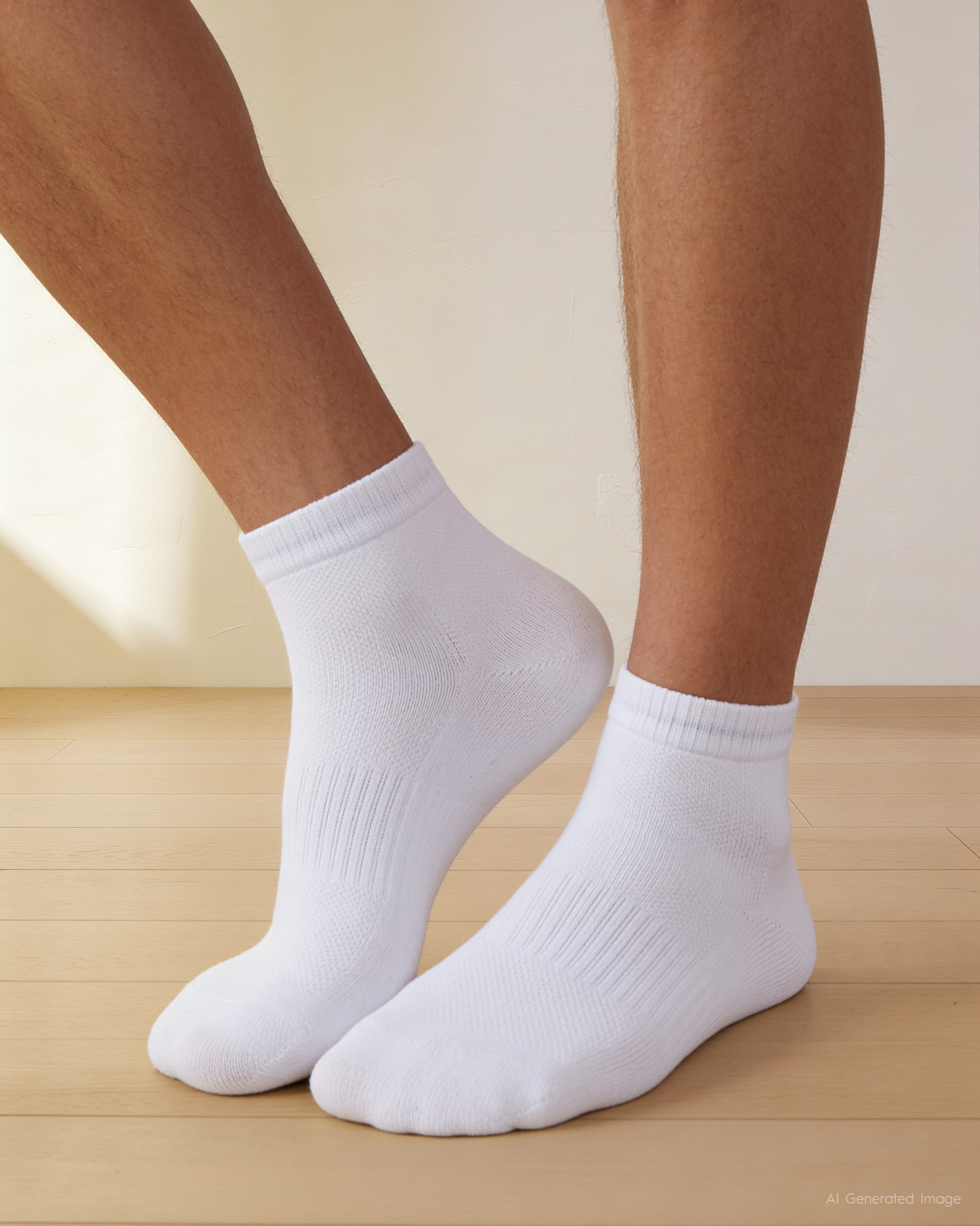 Unisex Dikişsiz Taban Havlu Kısa Spor Çorap Beyaz