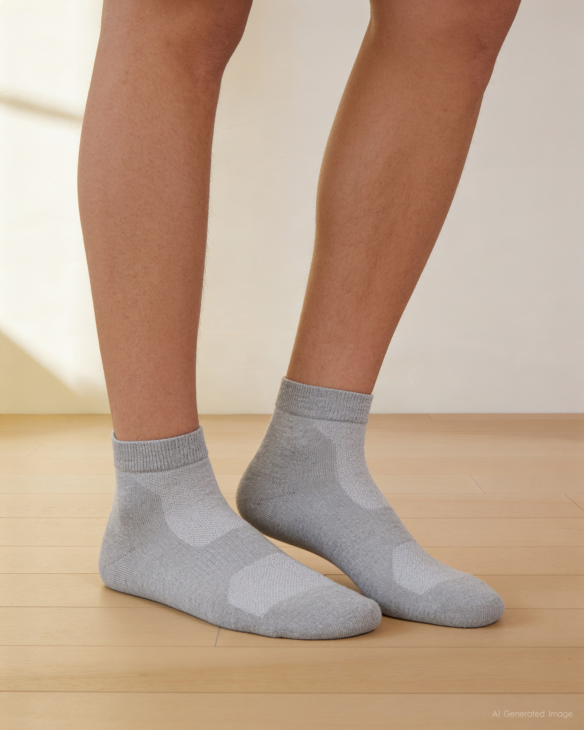 Unisex Dikişsiz Taban Havlu Kısa Spor Çorap Gri